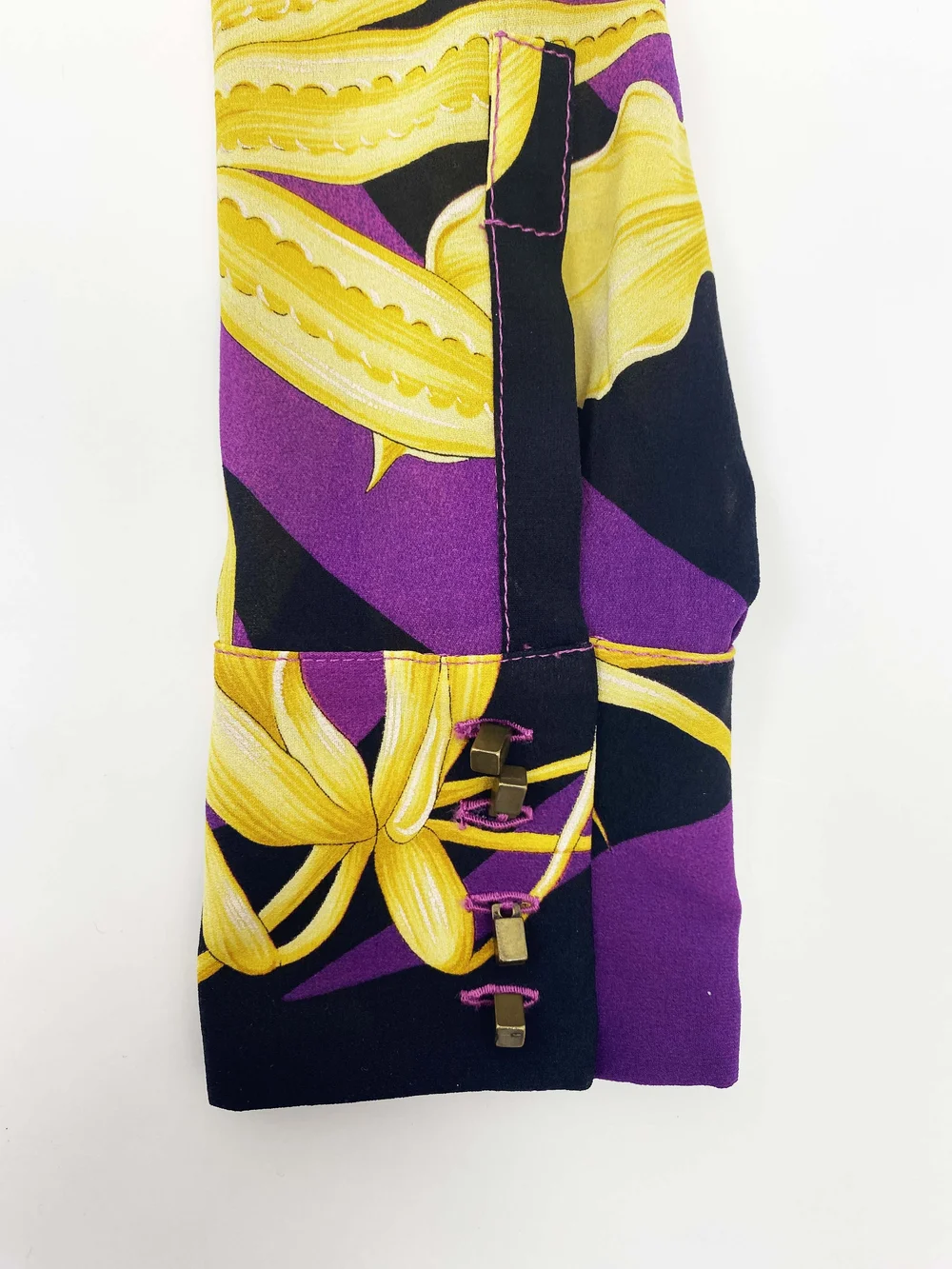 Gianni Versace purple and gold printed top — JAMES VELORIA