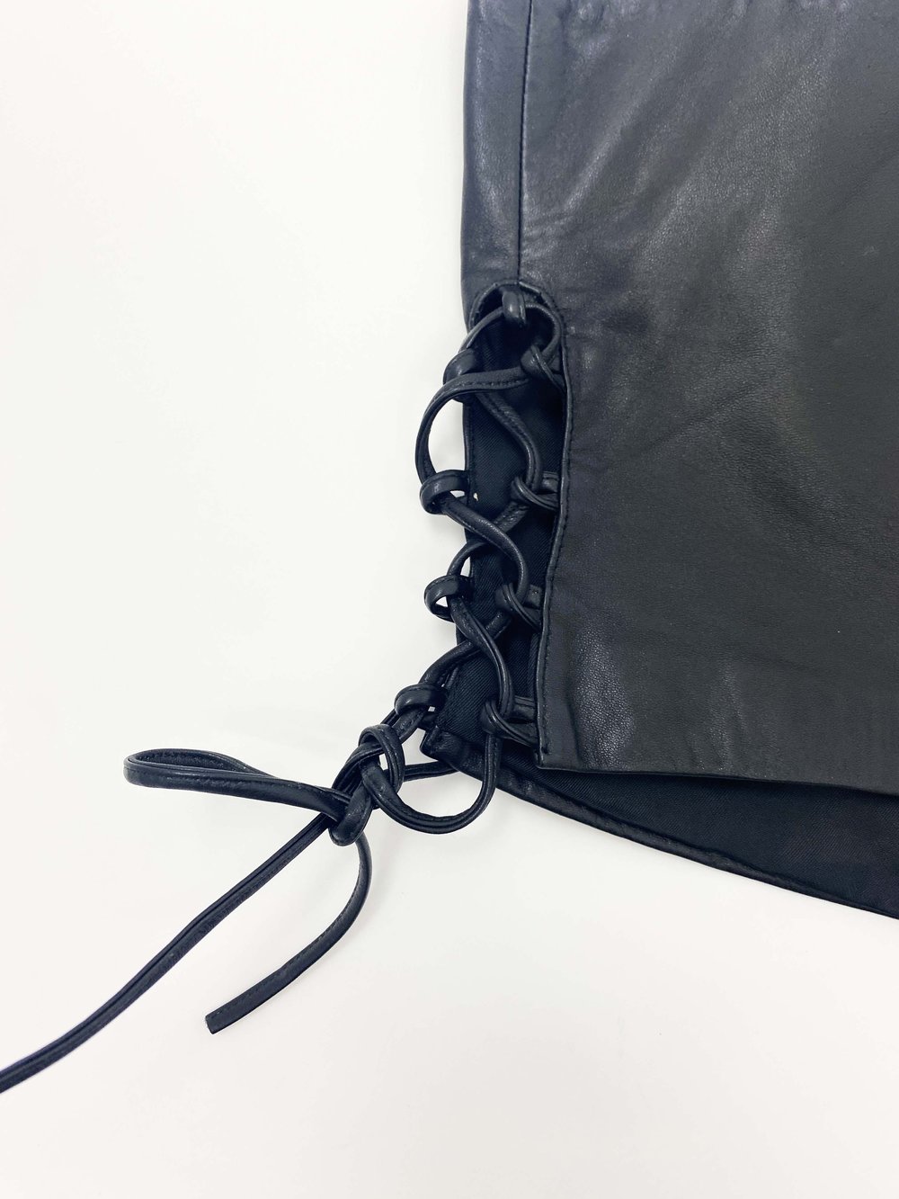 Versus Versace 90s black leather lace up top — JAMES VELORIA