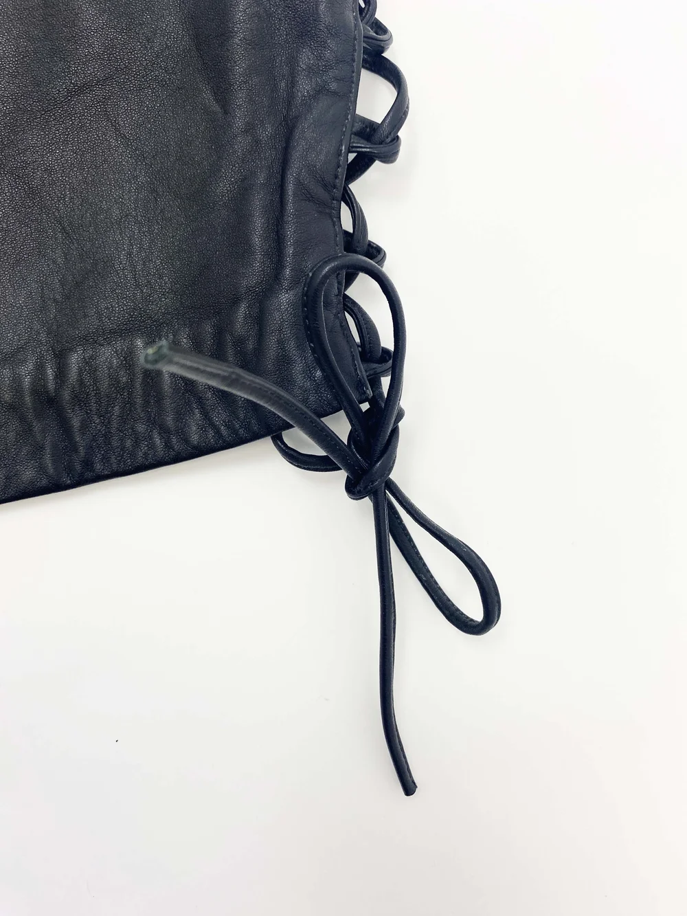 Versus Versace 90s black leather lace up top — JAMES VELORIA