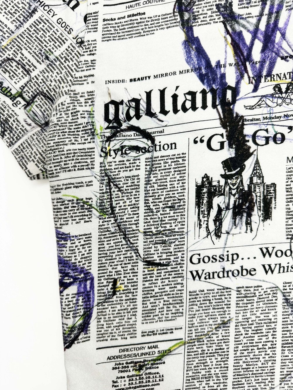 Galliano gazette print polo shirt — JAMES VELORIA 