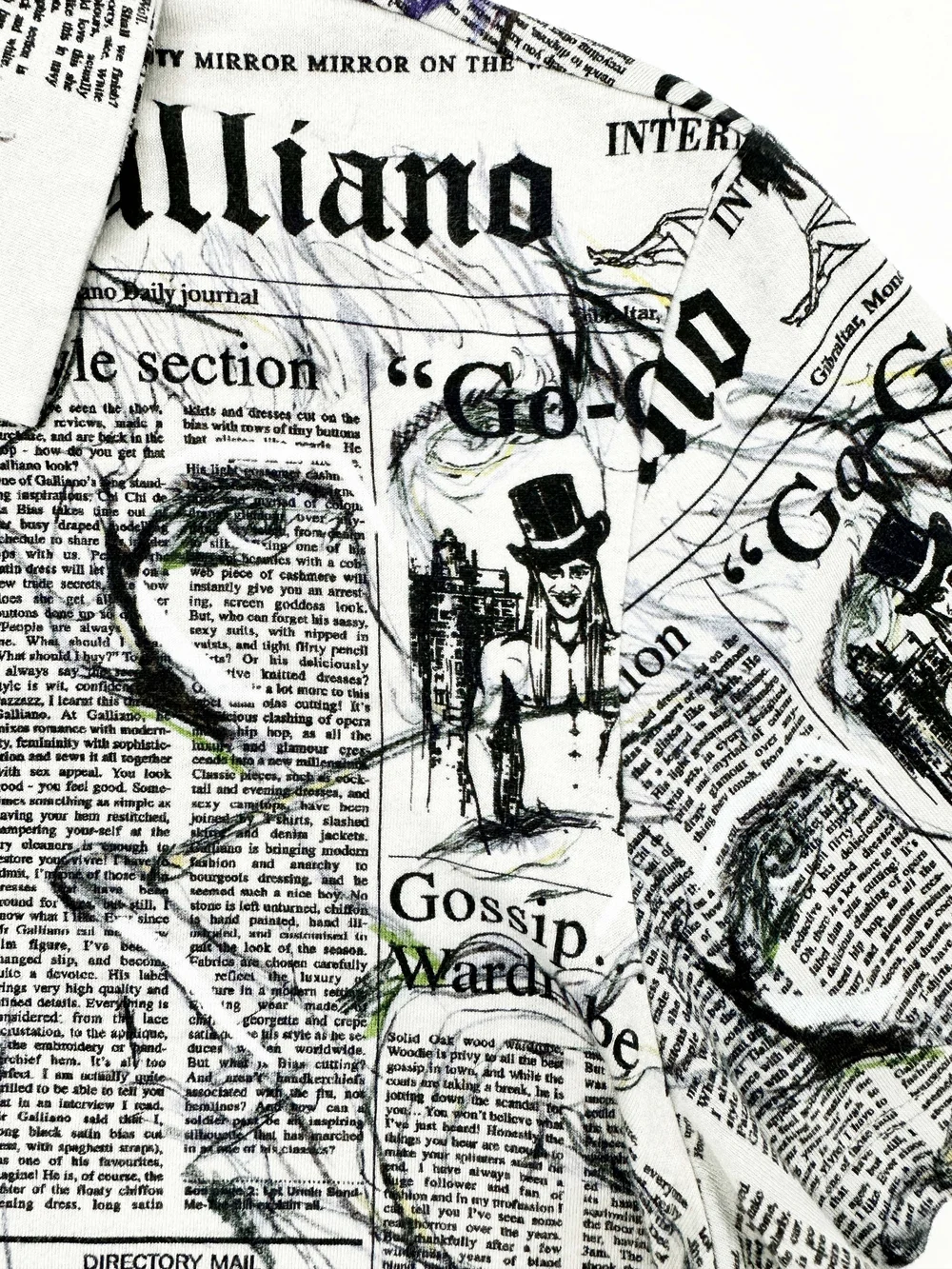Galliano gazette print polo shirt — JAMES VELORIA 