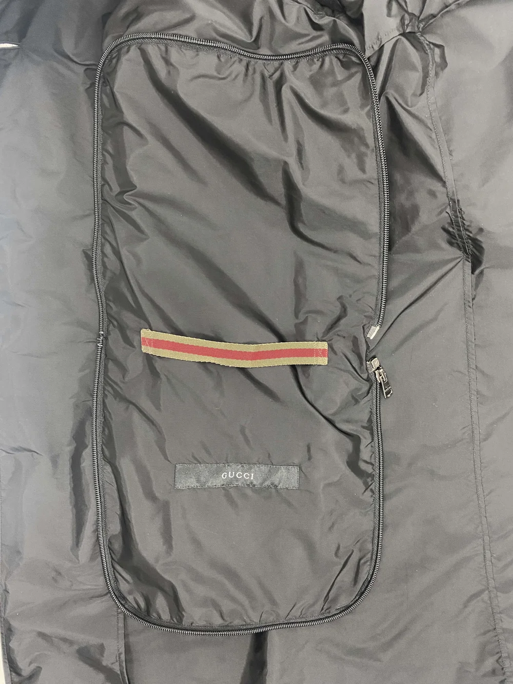 Gucci black packable nylon trench coat — JAMES VELORIA