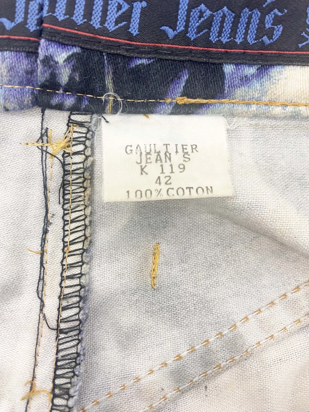 Jean Paul Gaultier 90s blue printed jeans — JAMES VELORIA