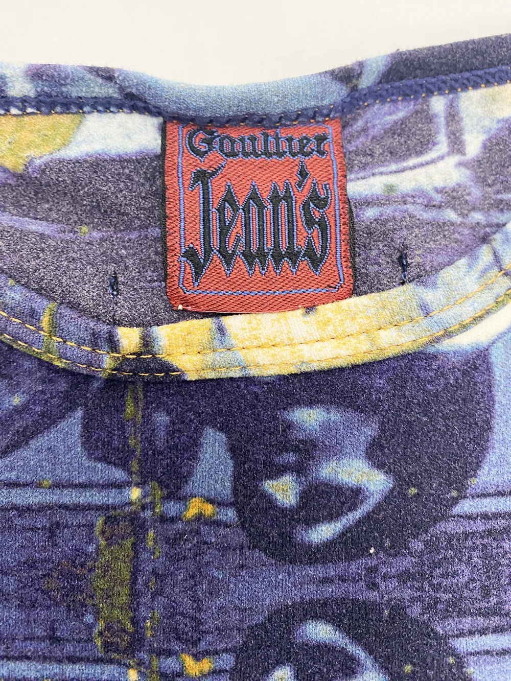 Jean Paul Gaultier 90s blue stained glass print top — JAMES VELORIA