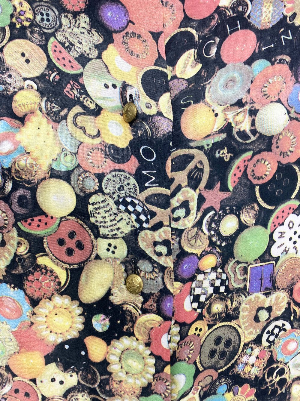 Moschino 90s button print satin shirt — JAMES VELORIA