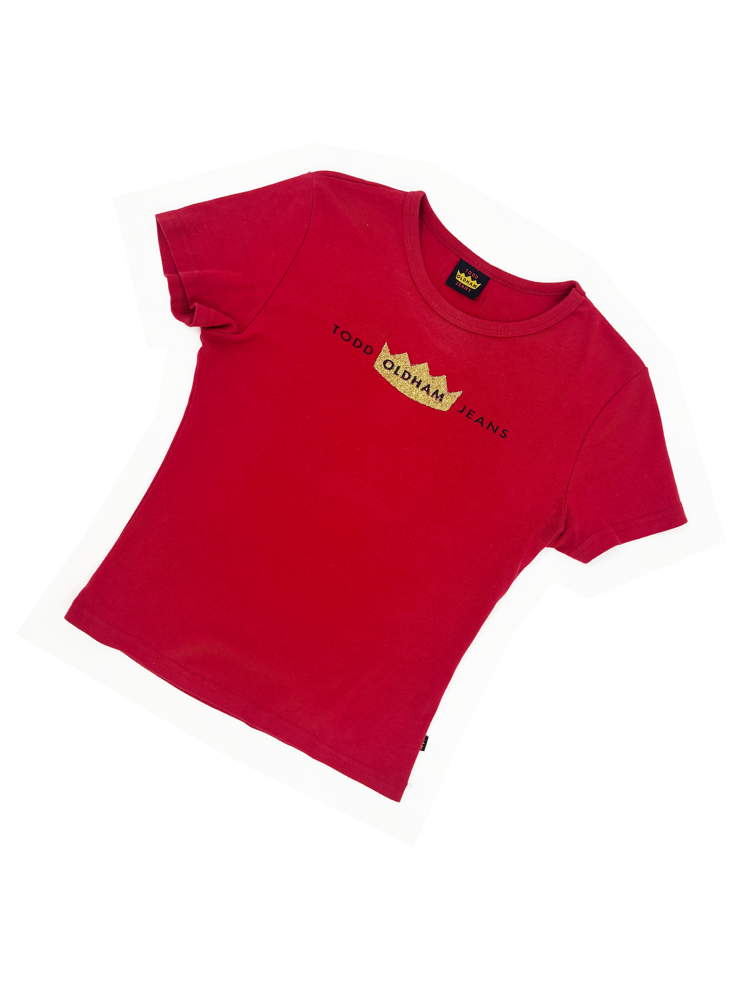 todd-oldham-jeans-red-baby-t-cropped-tshirt-vintage-1990s-90s-gold-crown-glitter-logo.png