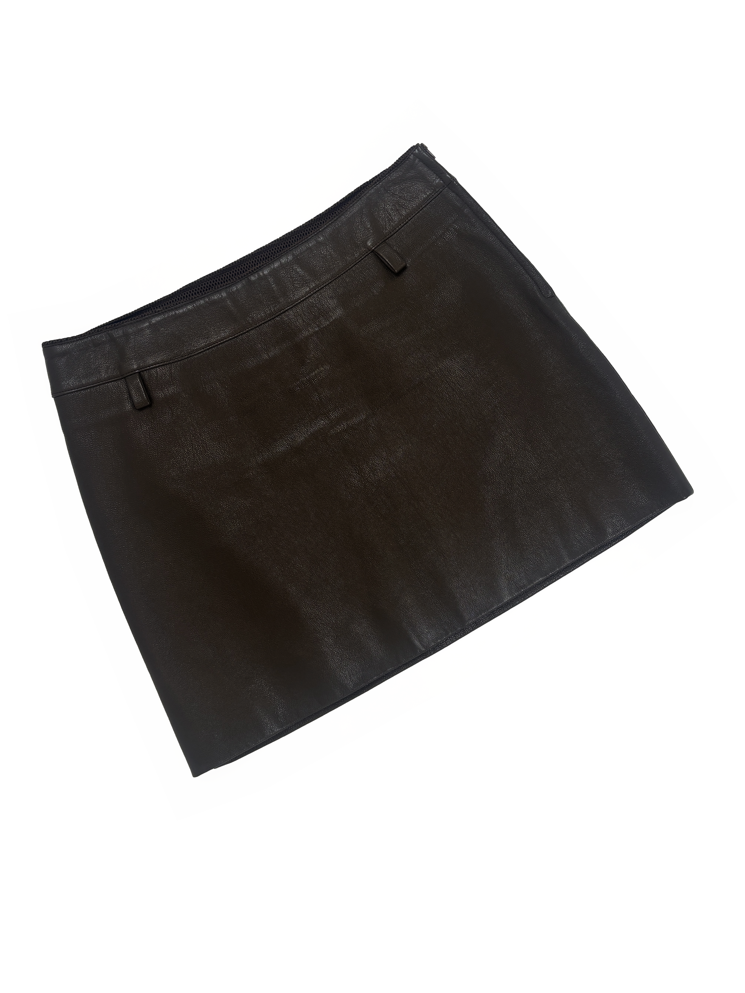 Miu Miu F/W 1999 brown leather mini skirt