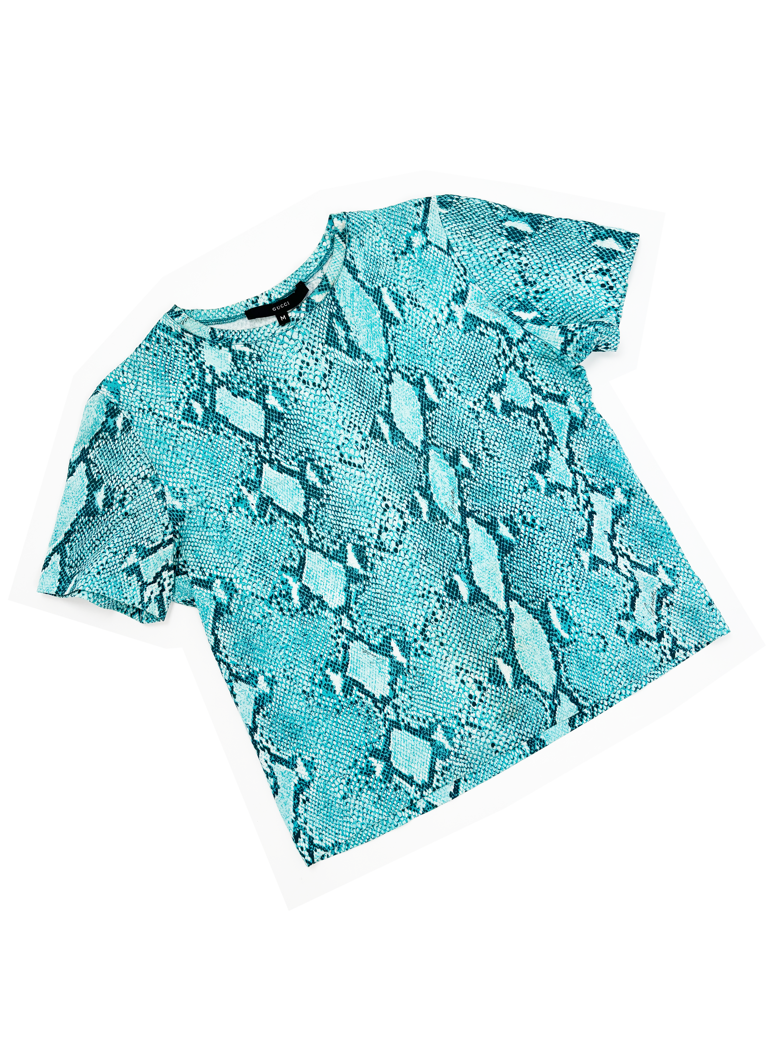 Gucci S/S 2000 blue python print t-shirt