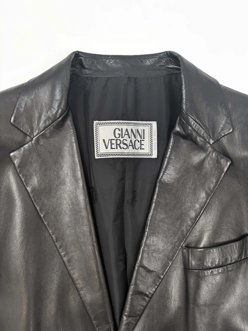 Gianni Versace 90s black leather blazer — JAMES VELORIA