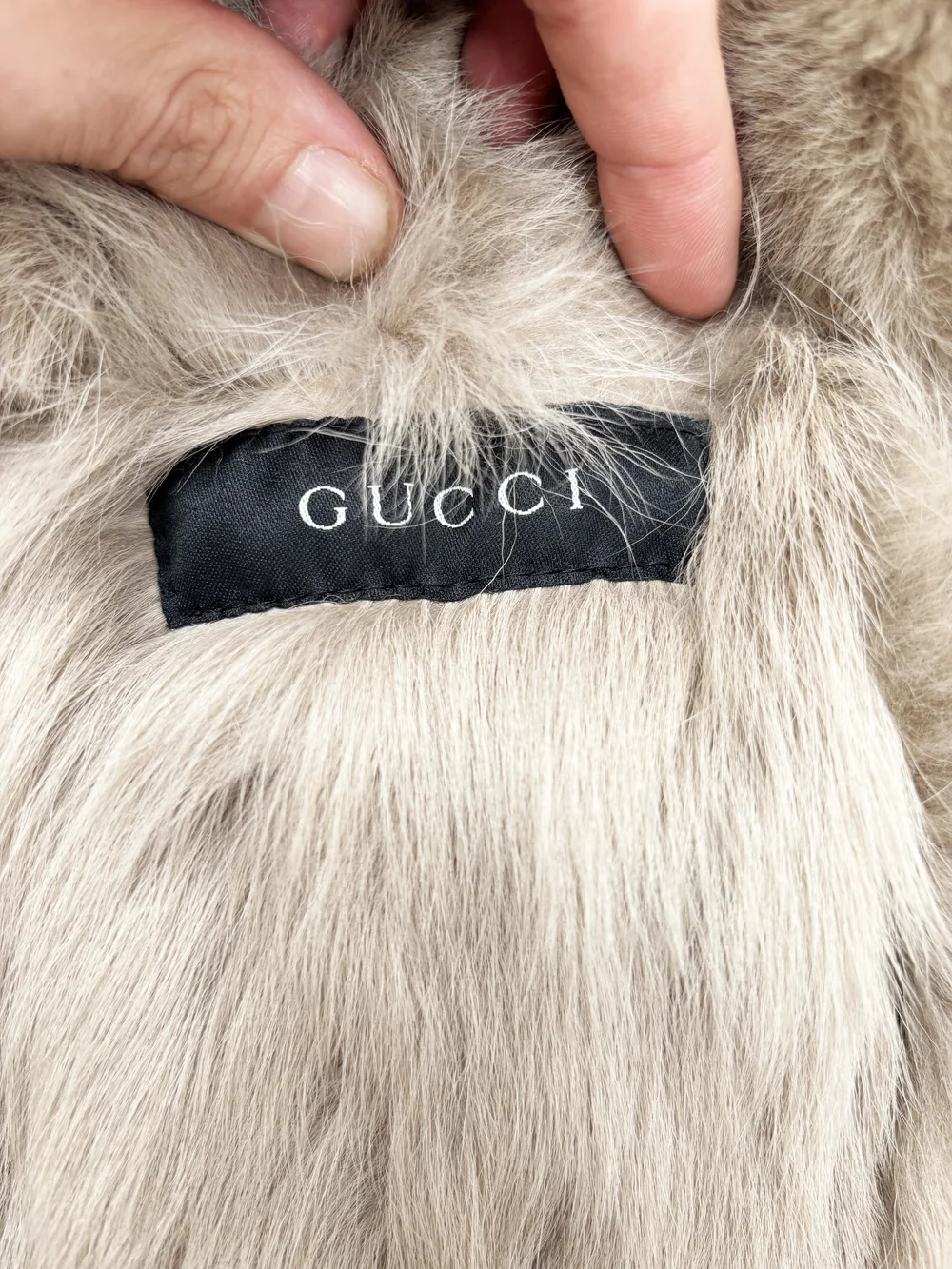 Gucci gray shearling coat — JAMES VELORIA