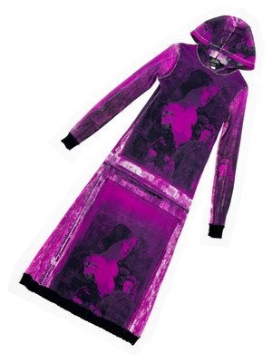 Jean Paul Gaultier purple hooded mesh maxi dresss  JAMES VELORIA