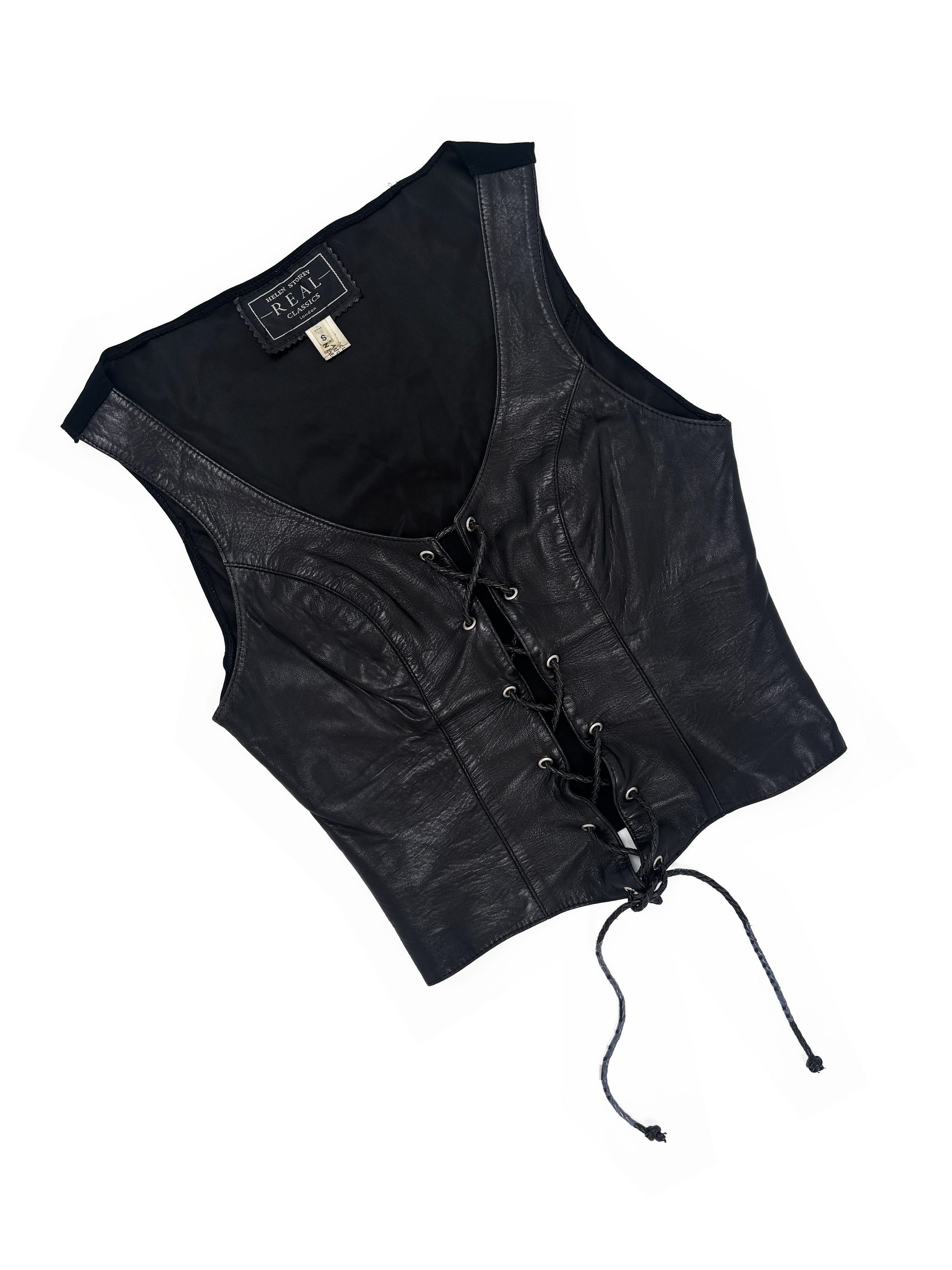 Helen Storey 90s lace up leather vest