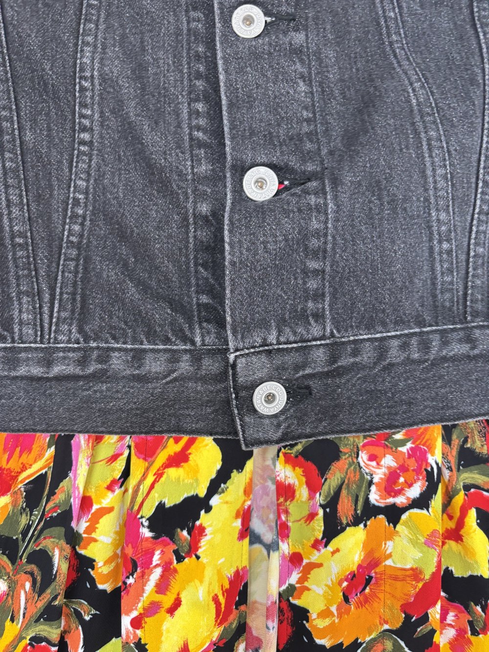 ジュンヤワタナベ　デニムドレス 花柄 2019ss Junya Watanabe F/W 2019 floral and denim dress — JAMES VELORIA