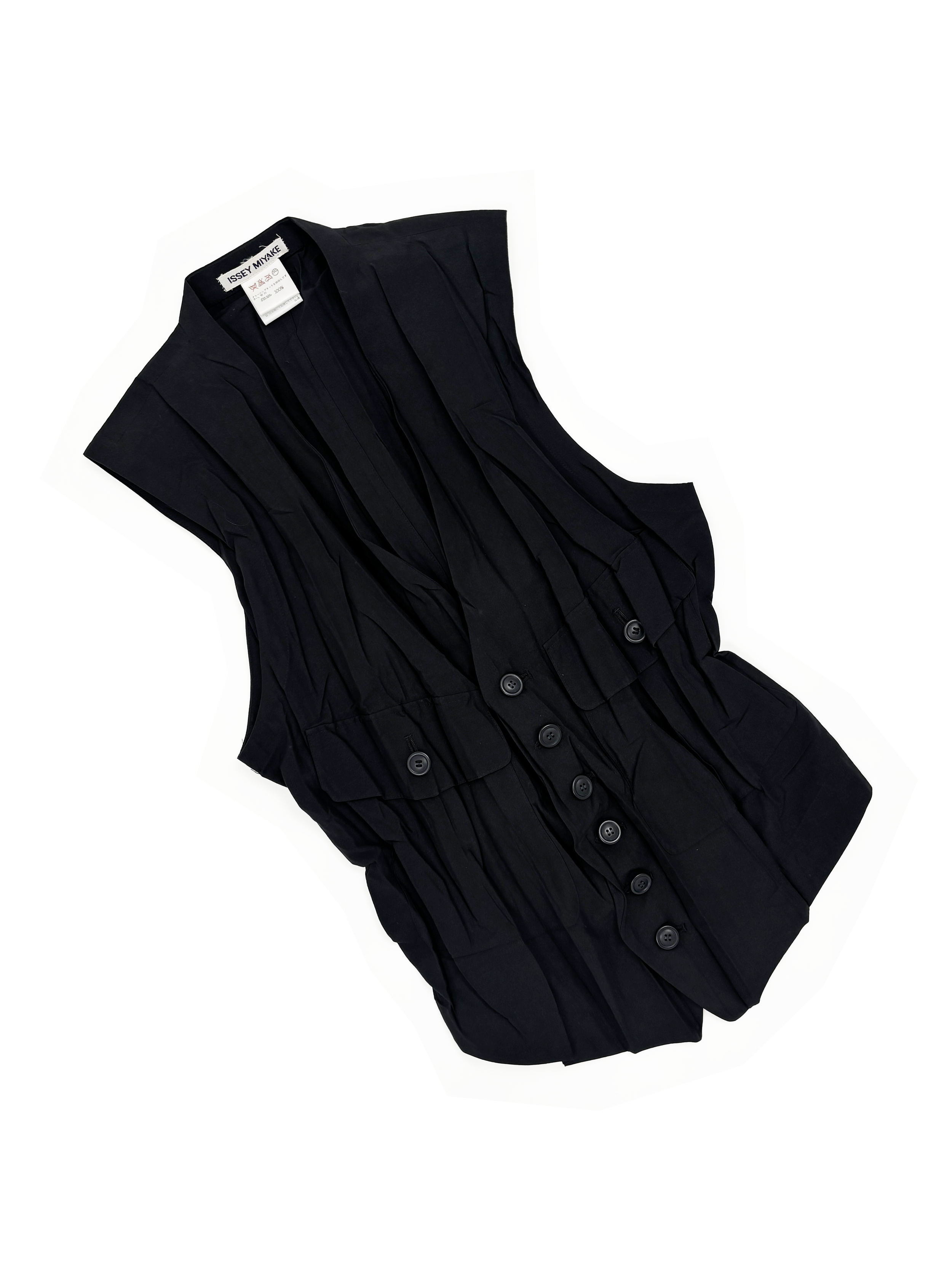 Issey Miyake 1994 black pleated vest