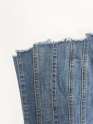 Plein Sud patchwork denim bustier — JAMES VELORIA