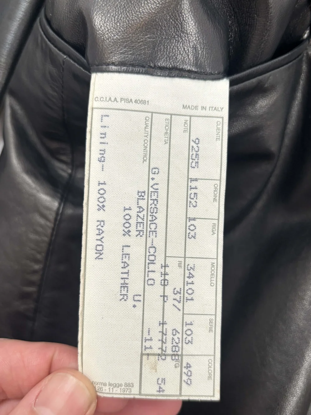 Gianni Versace 90s black leather blazer — JAMES VELORIA