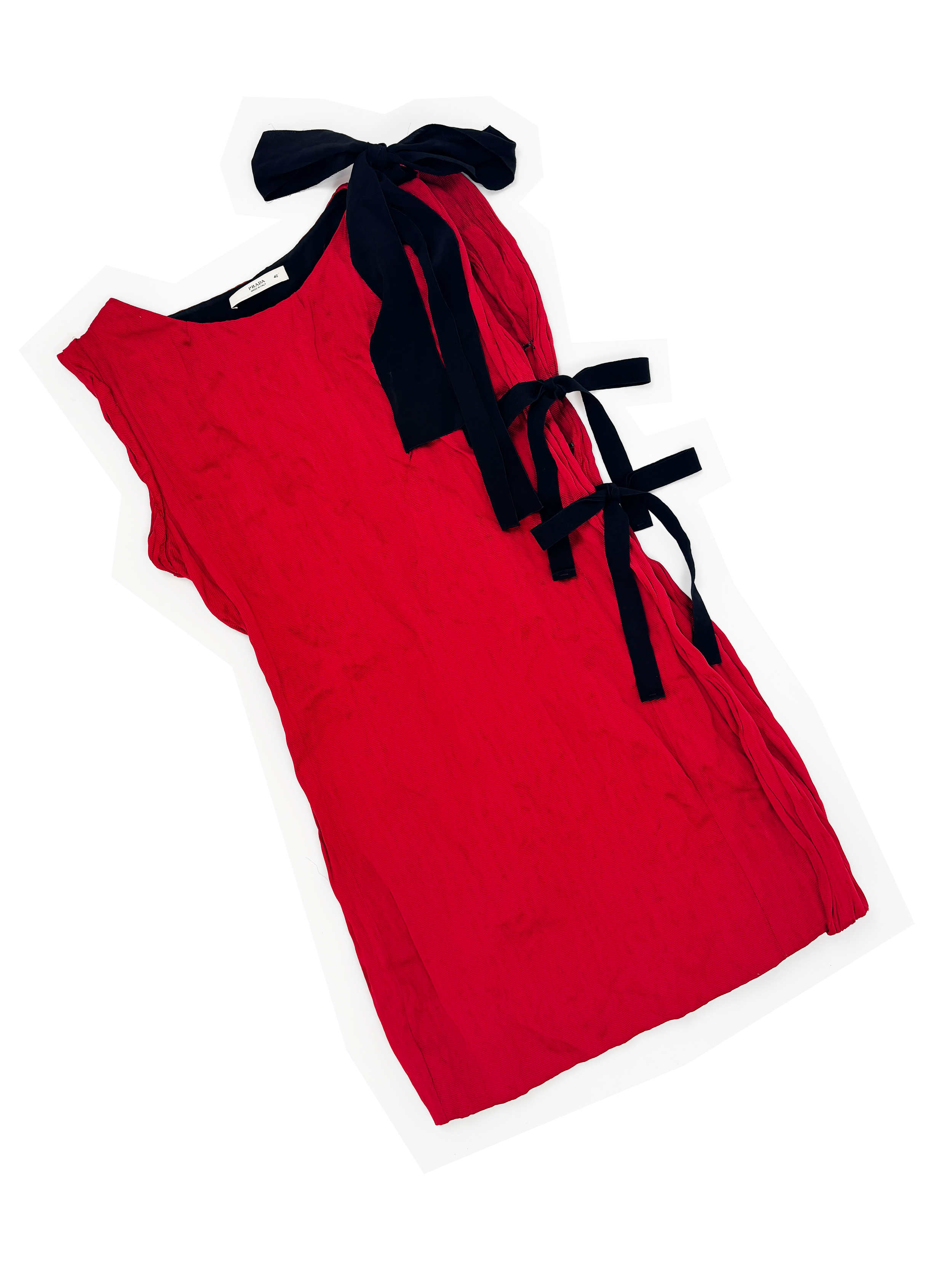 Prada S/S 2009 red crinkled tie dress