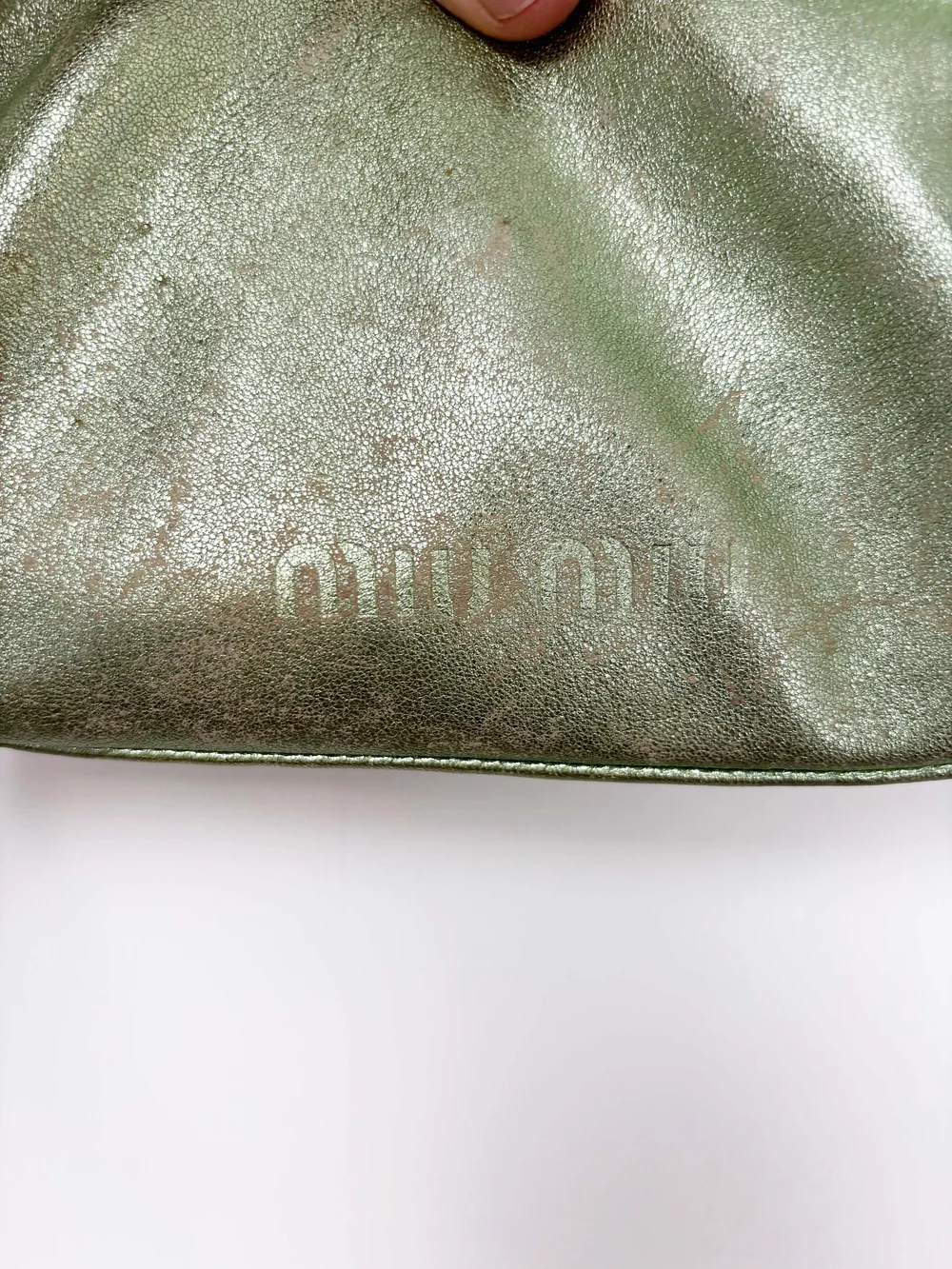 Miu Miu green metallic leather bag — JAMES VELORIA