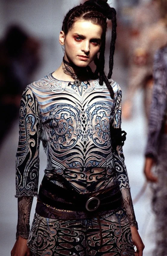 jean-paul-gaultier-maile-spring-summer-1996-runway-tattoo-body-swirl-print-mesh-top-shirt-sheer-flocked-velvet-red-red-tribal-vintage-1990s-90s.jpg