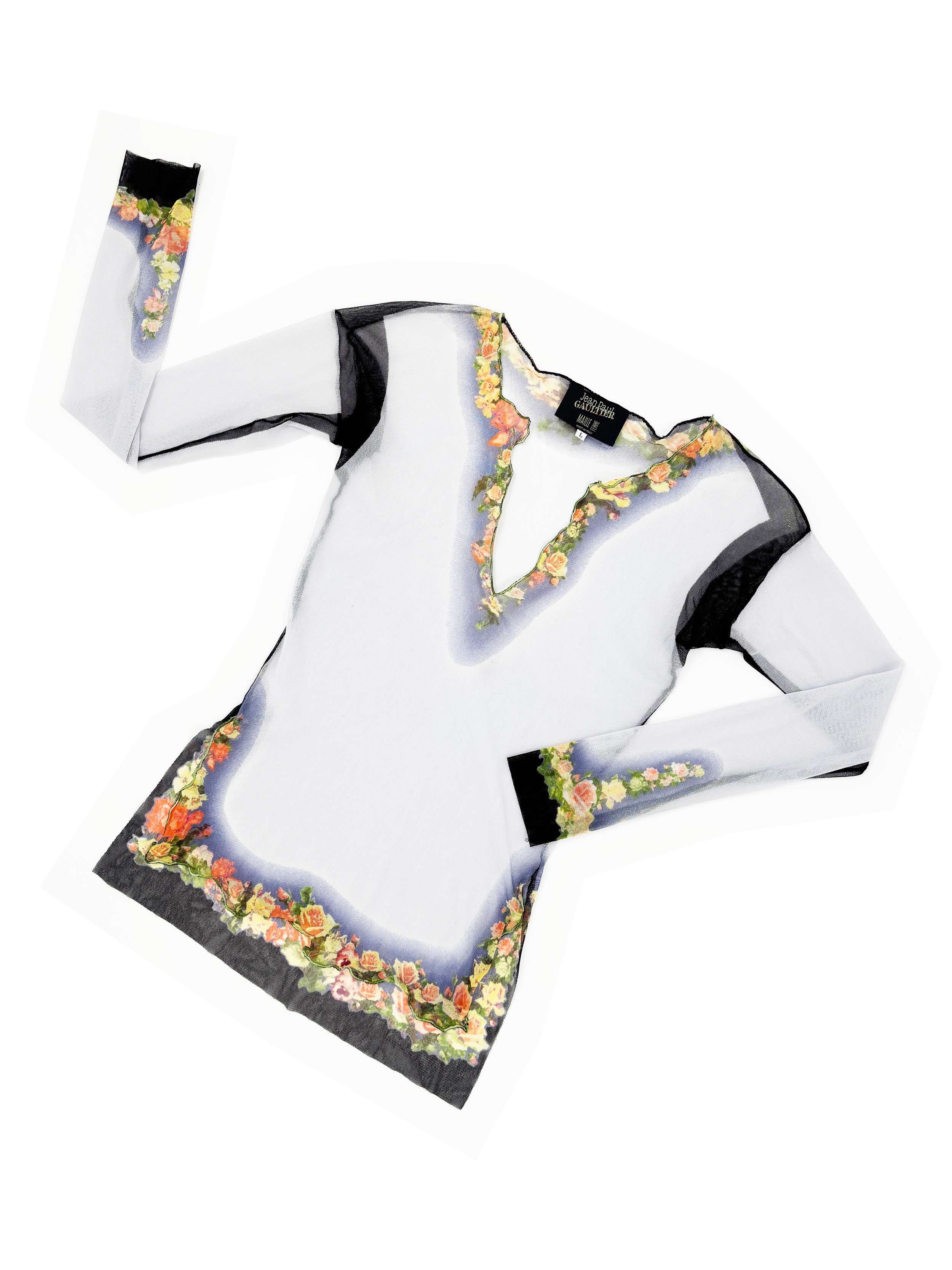 Jean Paul Gaultier flower print mesh top