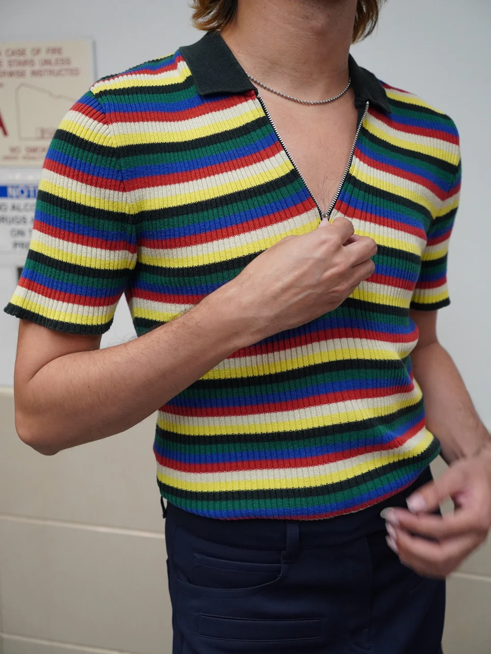 Junior Gaultier 90s striped zip neck top — JAMES VELORIA