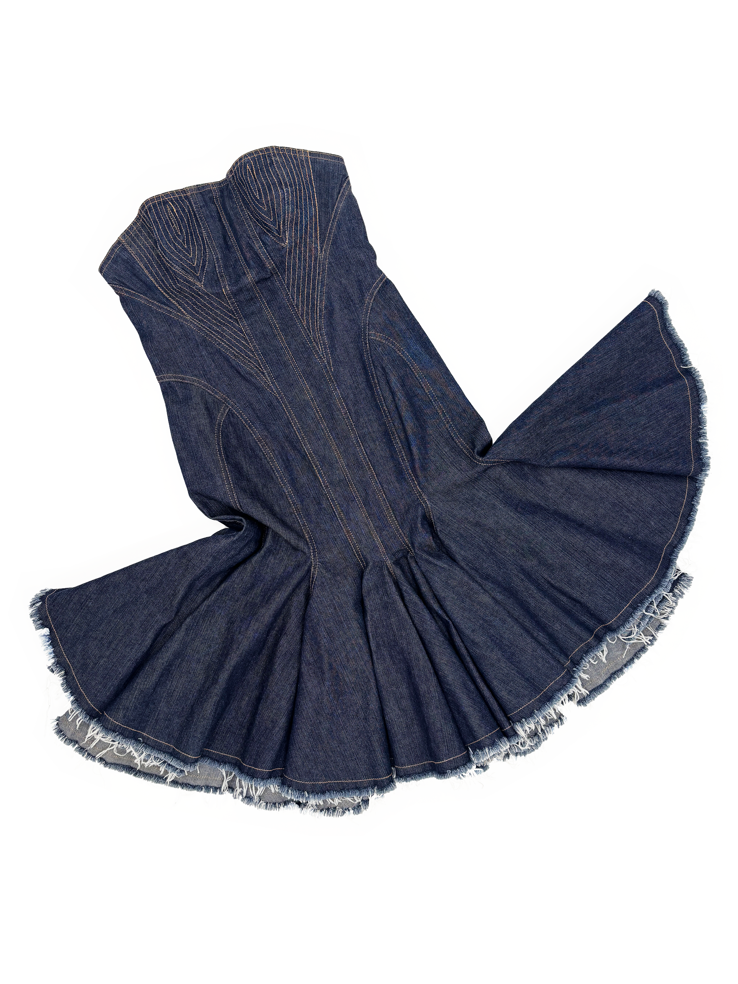 Alexander McQueen S/S 2004 denim bustier dress