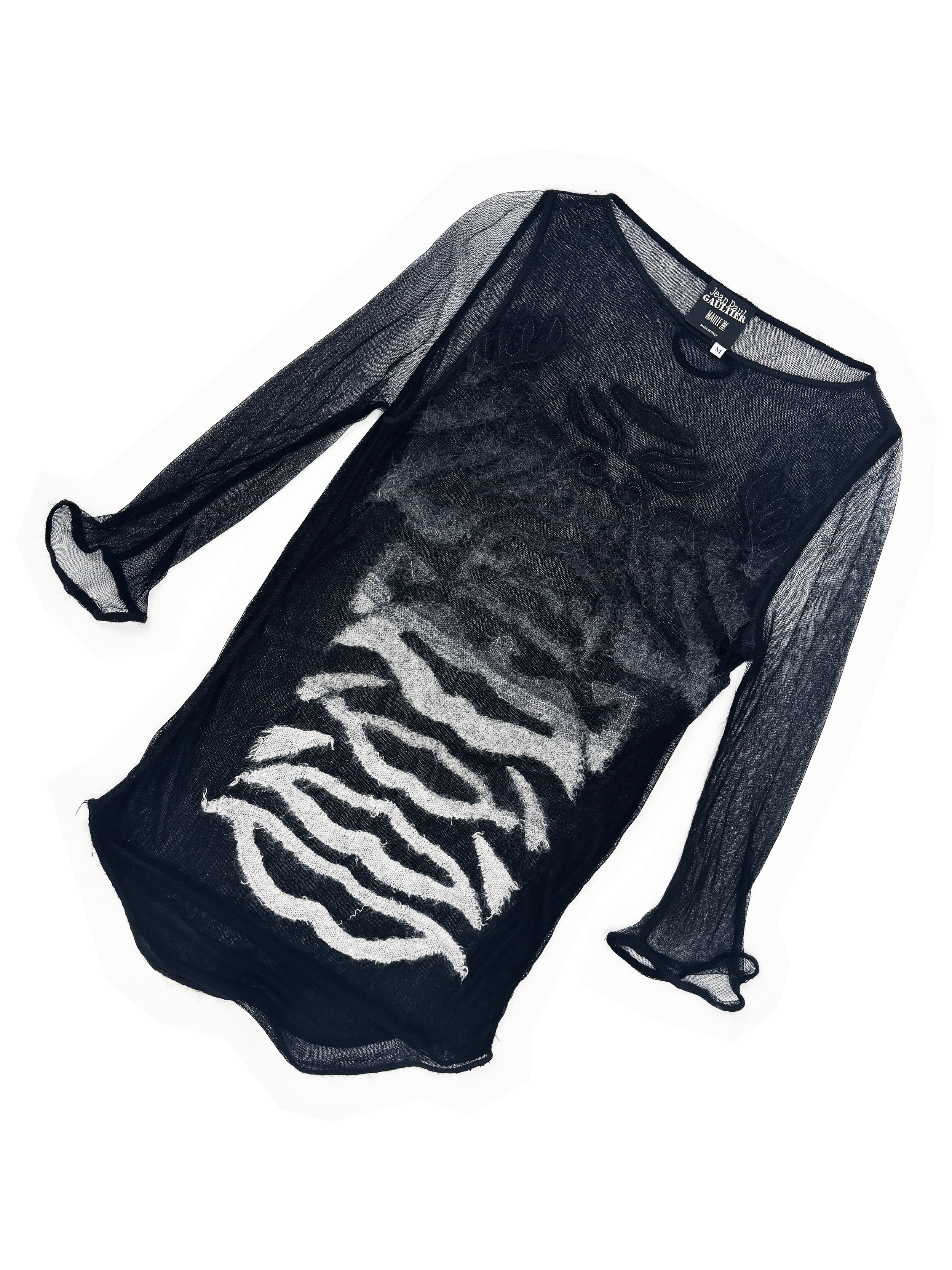 Jean Paul Gaultier F/W 2008 flocked pattern mesh top