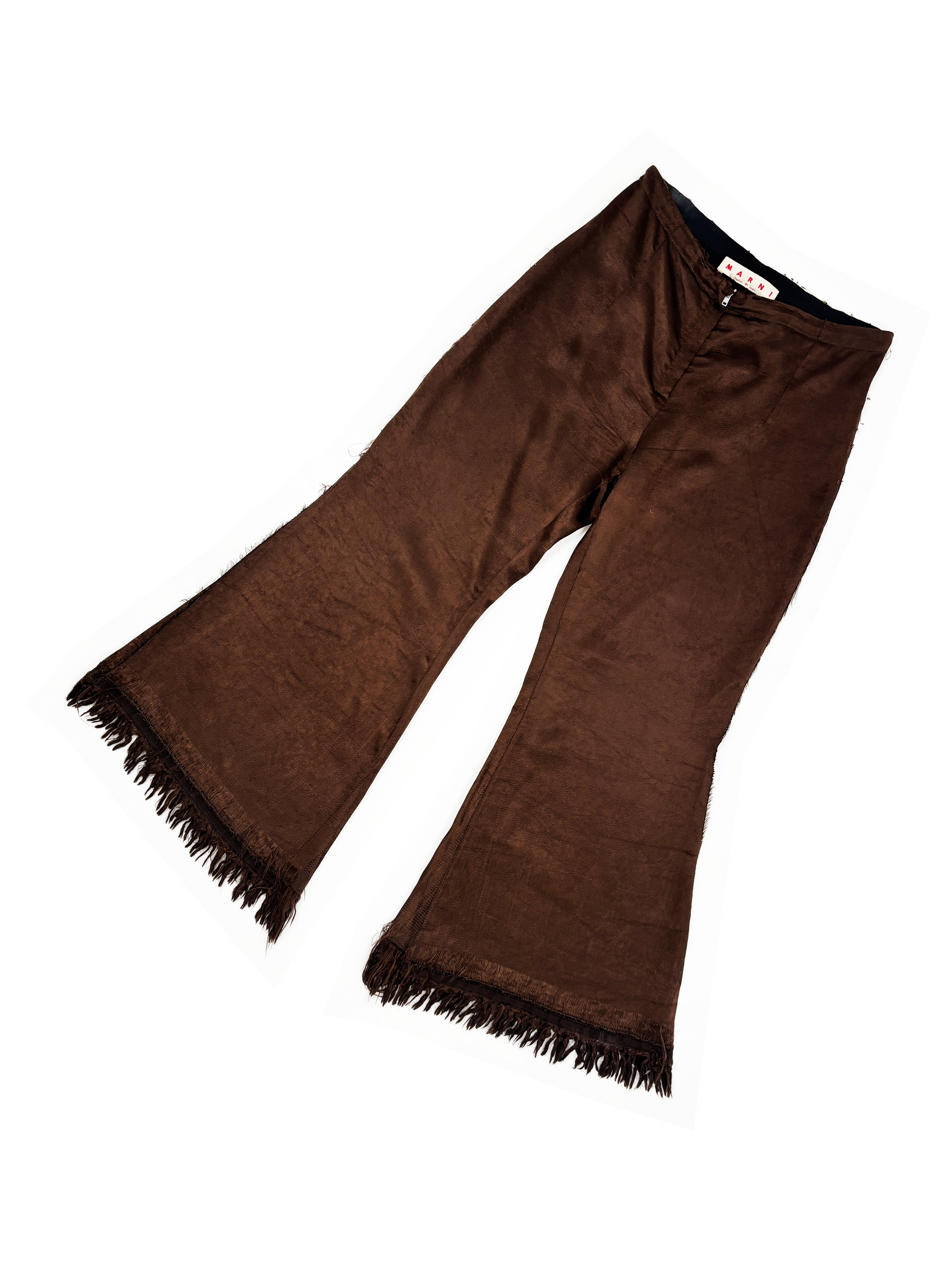 marni-brown-satin-pants-fringe-trim-hem-raw-edge-flared-leg-italy-vintage-y2k.png