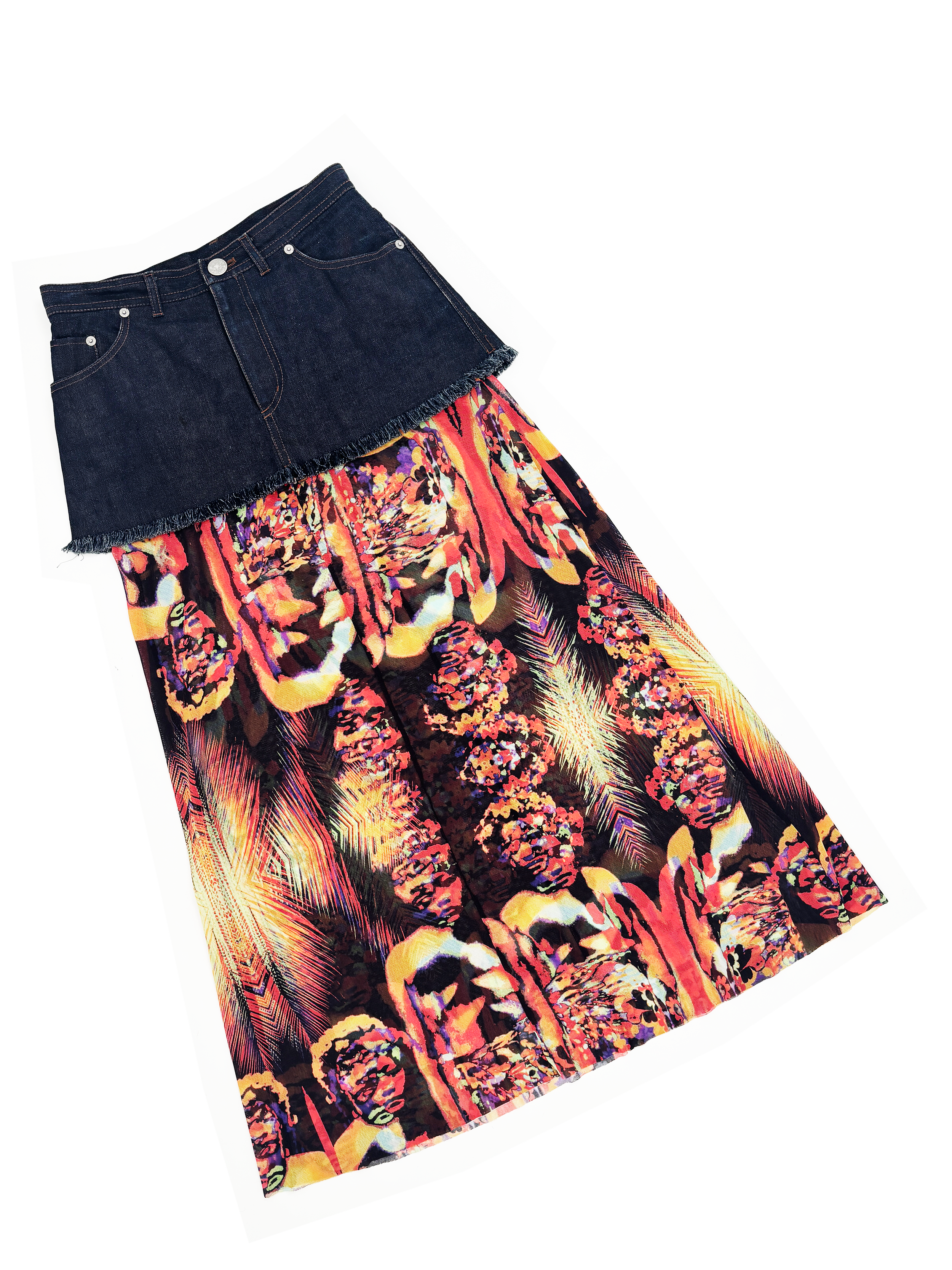 Jean Paul Gaultier S/S 2000 layered printed skirt