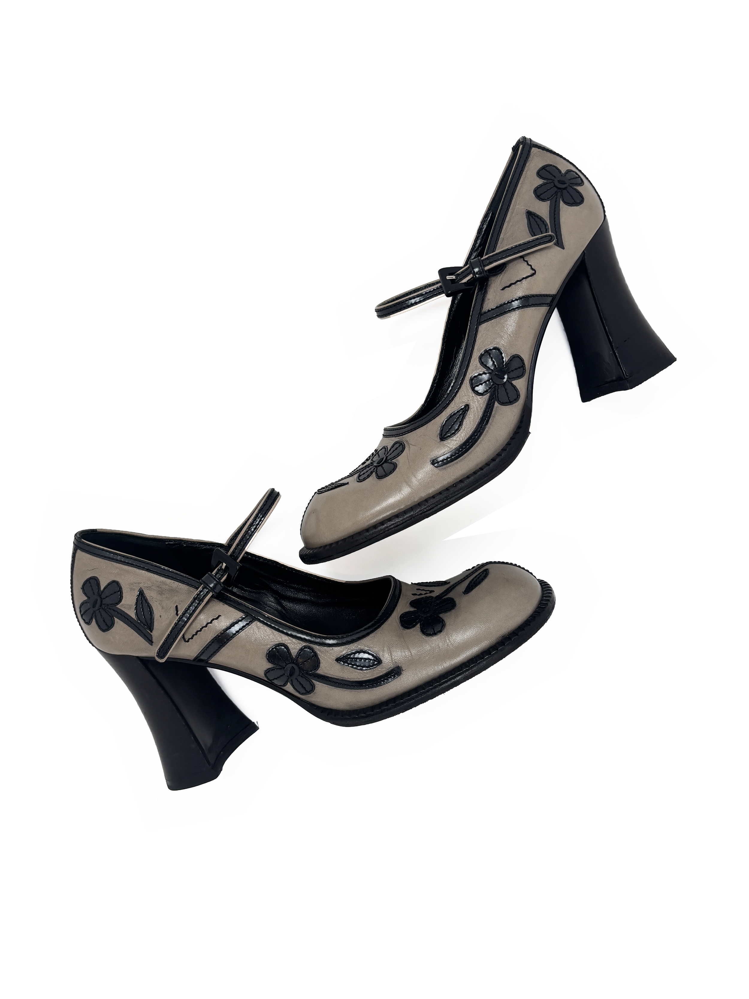 Prada F/W 1996 flower applique heels
