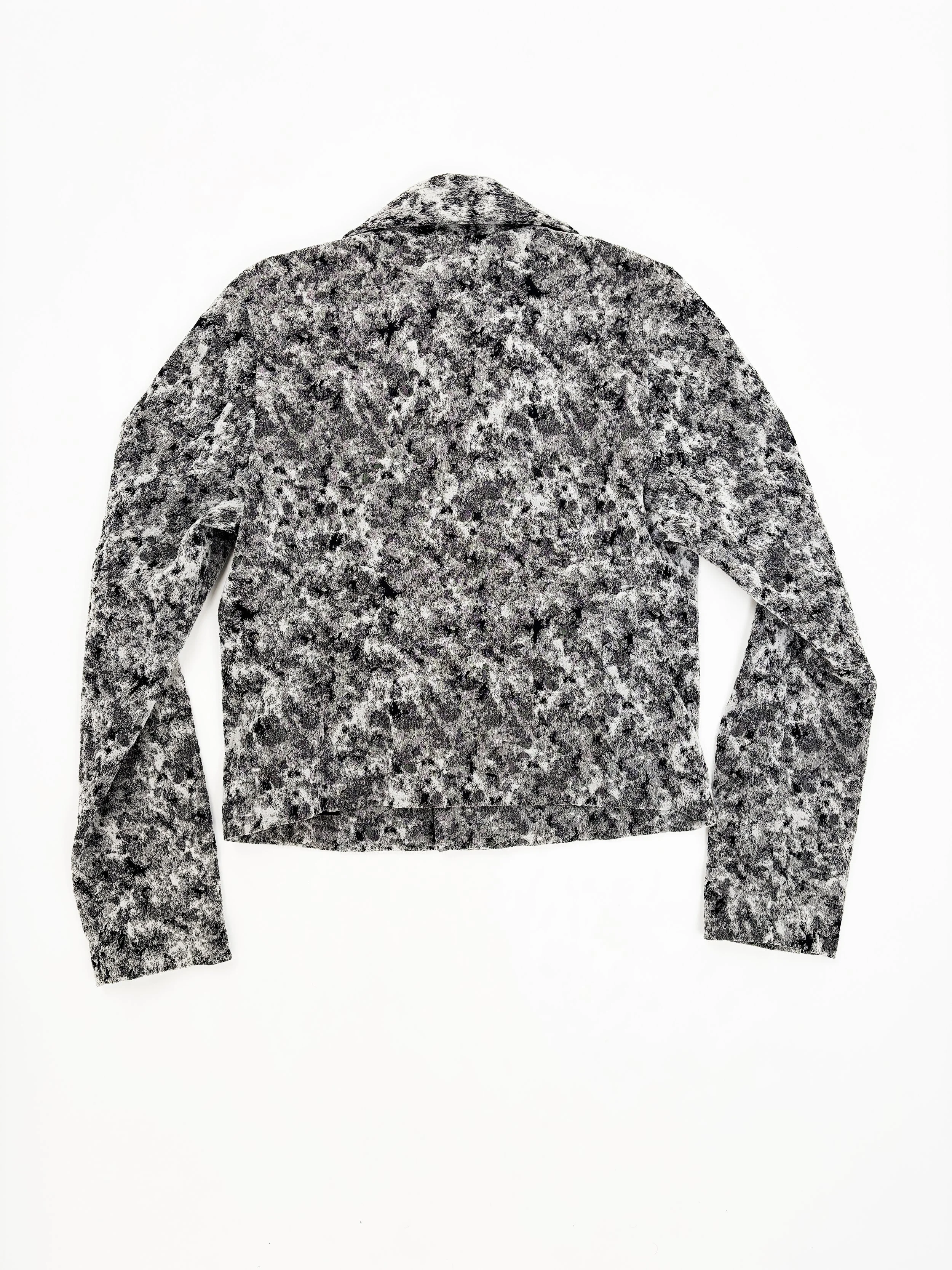 issey miyake black and white printed moto jacket