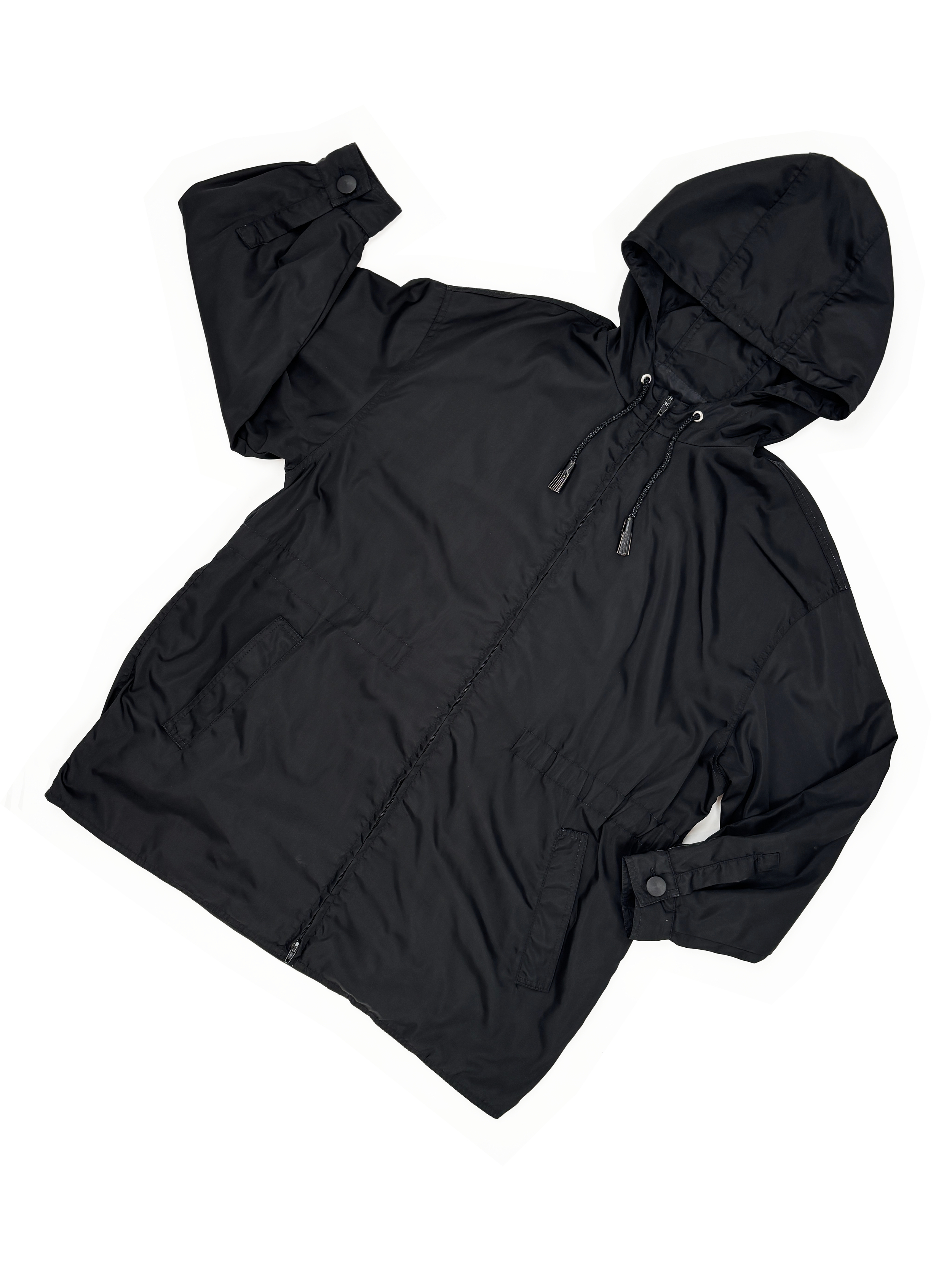 Prada 90s black hooded raincoat