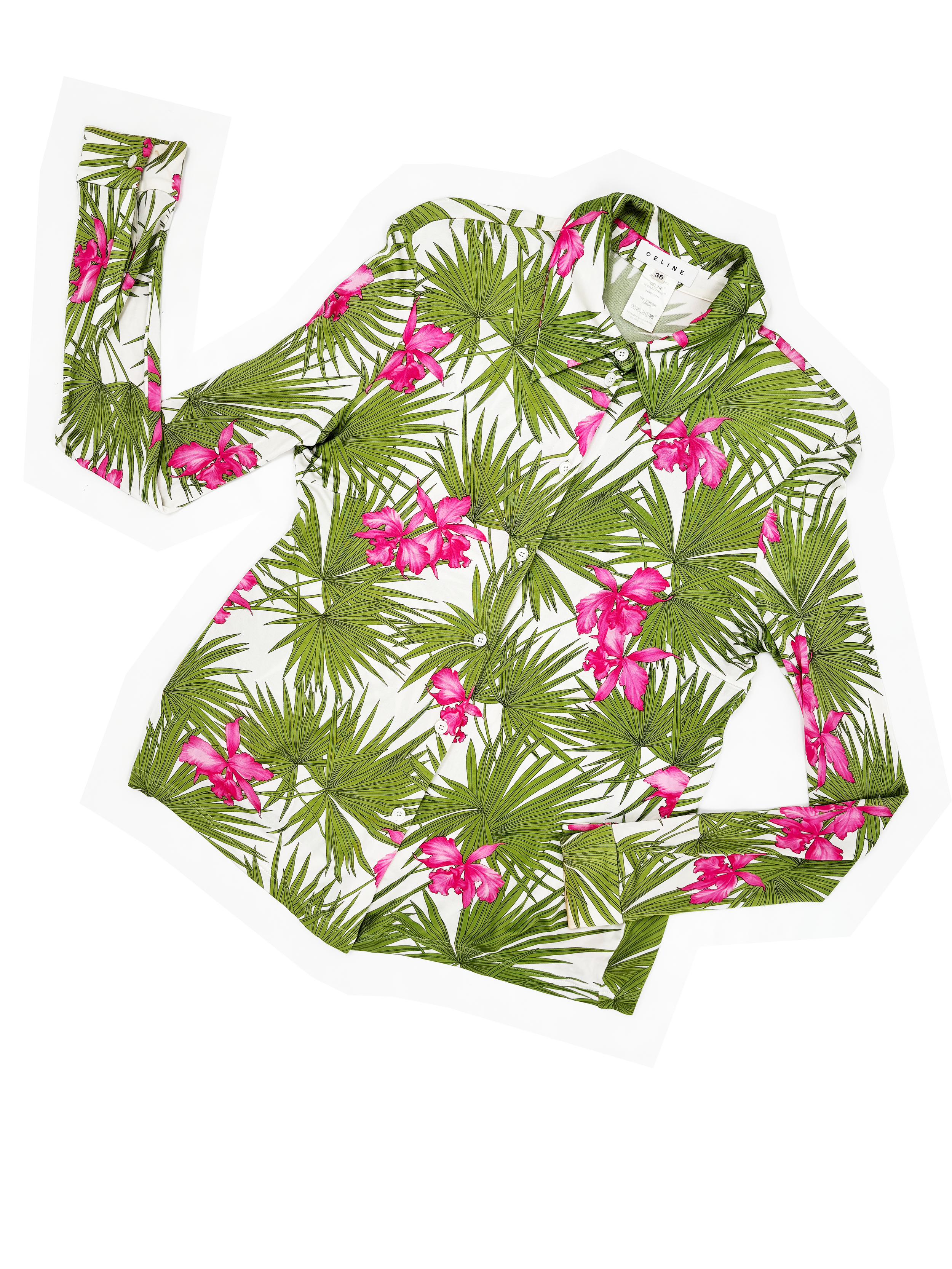 Celine S/S 2004 hibiscus print shirt