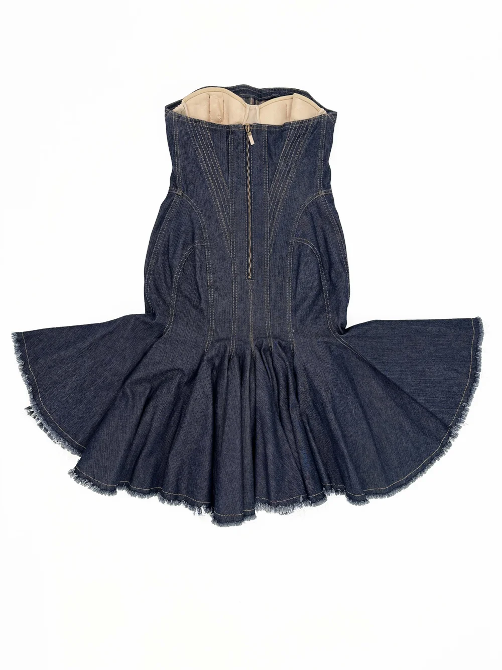 alexander mcqueen denim dress Mini  MAYFEYR It fits slim through the darted bodice and has a defined waist and slim straps Upcycled Alexander McQueen-inspired denim and