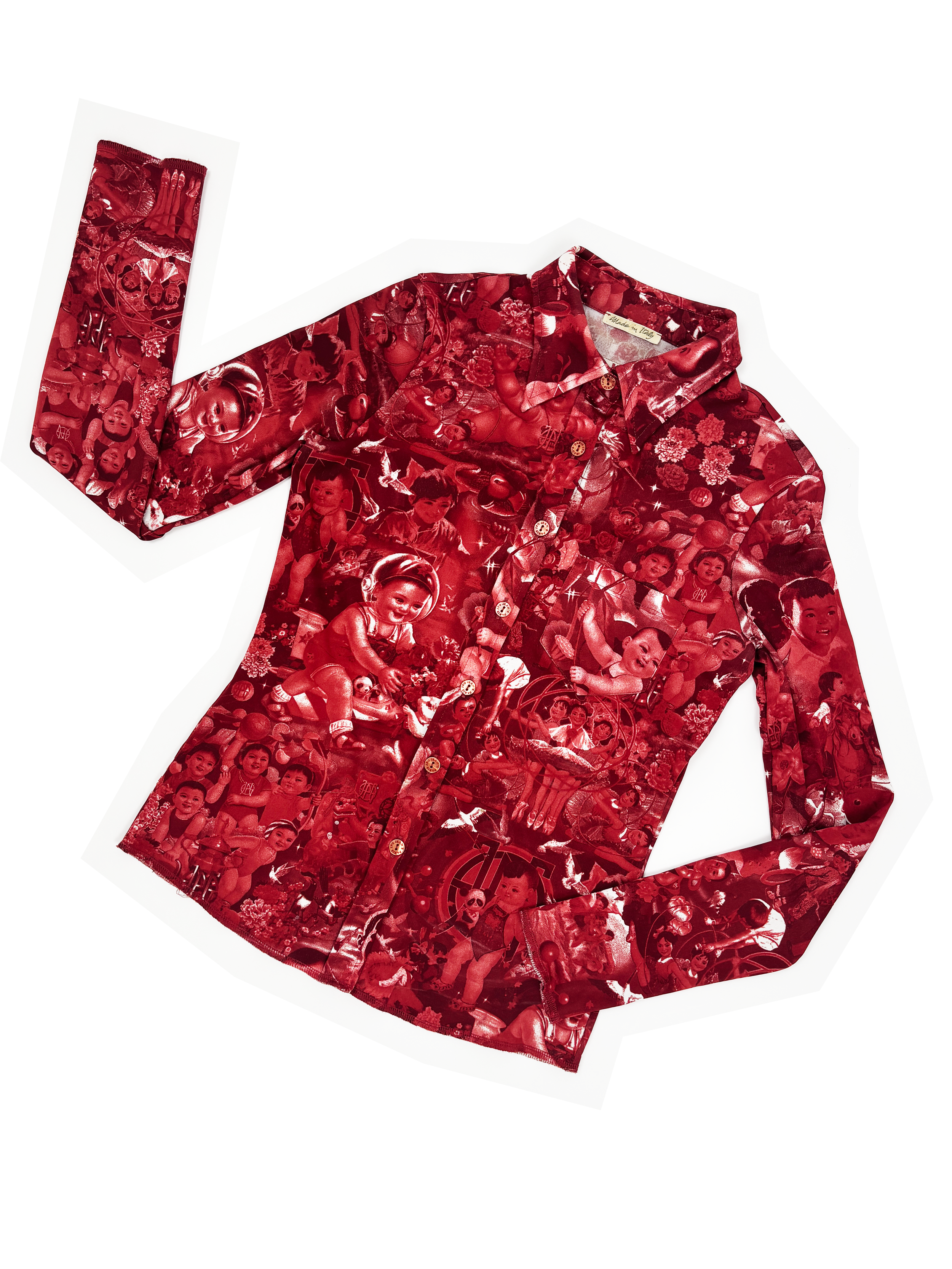 Jean Paul Gaultier 90s propaganda print shirt