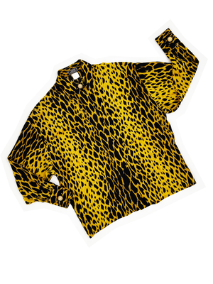 GIANNI VERSACE ベロアトップス アニマル レオパード ジャージー 1990's GIANNI VERSACE Baroque and Leopard Printed Silk Shirt