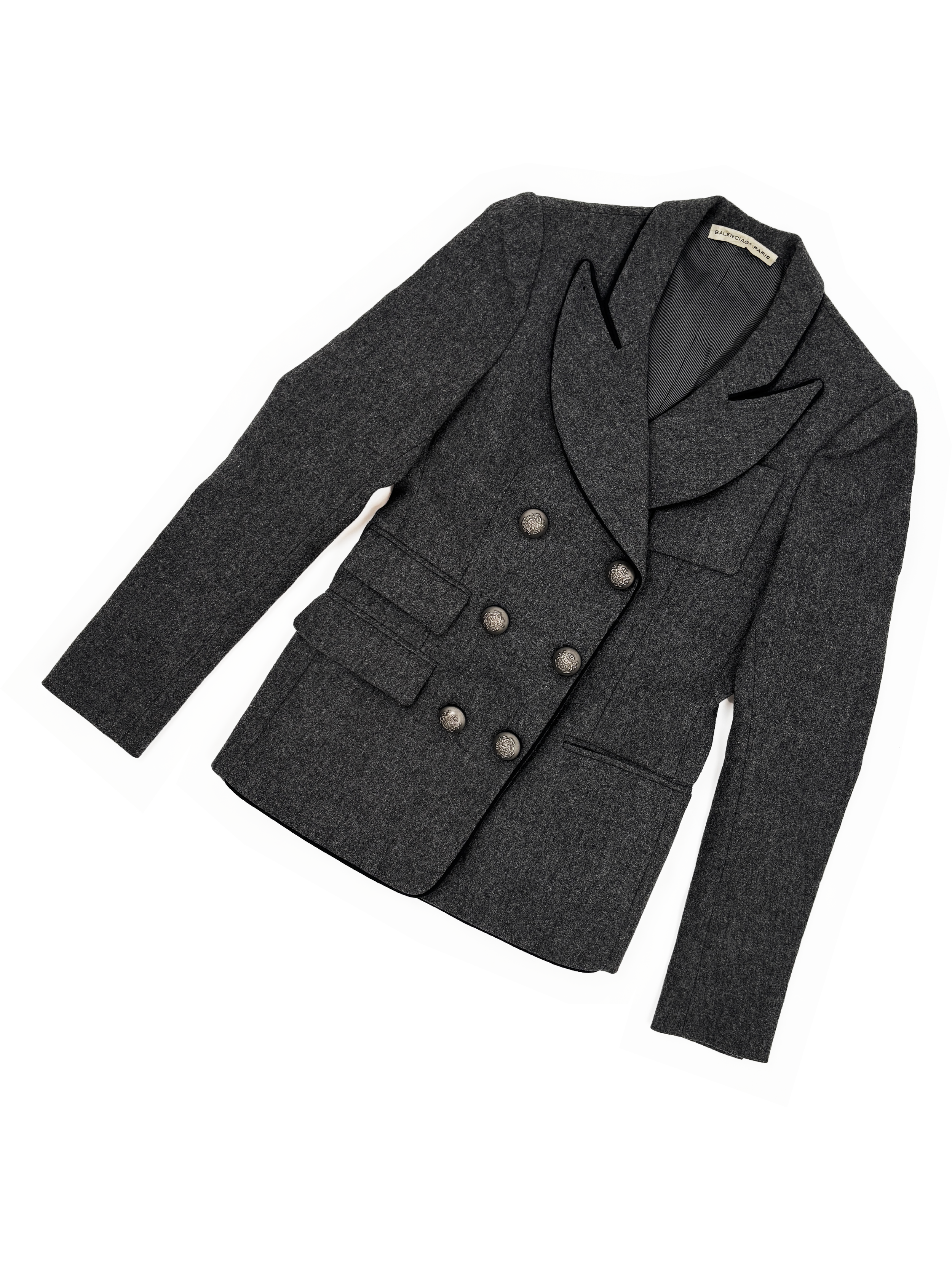 balenciaga-fall-winter-2007-gray-wool-blazer-jacket-brass-buttons-piping-peaked-wide-lapels-vintage-y2k-nicolas-ghesquiere.png