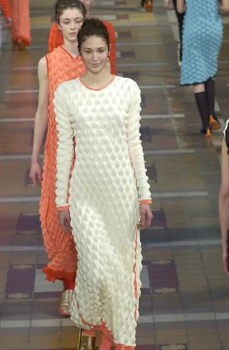 Issey Miyake F/W 2000 ivory egg carton skirt — JAMES VELORIA