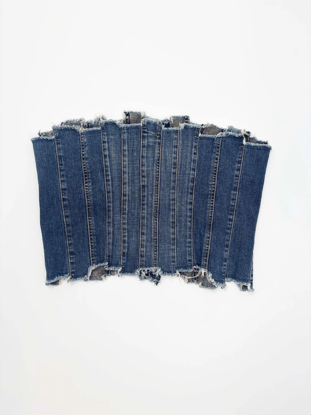 Plein Sud patchwork denim bustier — JAMES VELORIA
