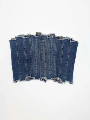 Plein Sud patchwork denim bustier — JAMES VELORIA