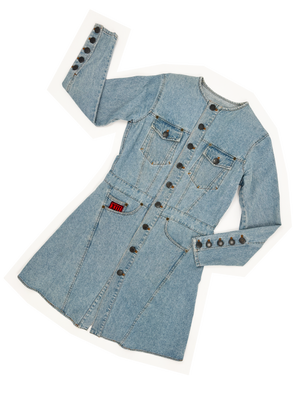 navy blue dress for baby girl Jean Paul Gaultier deconstructed denim dress — JAMES VELORIA