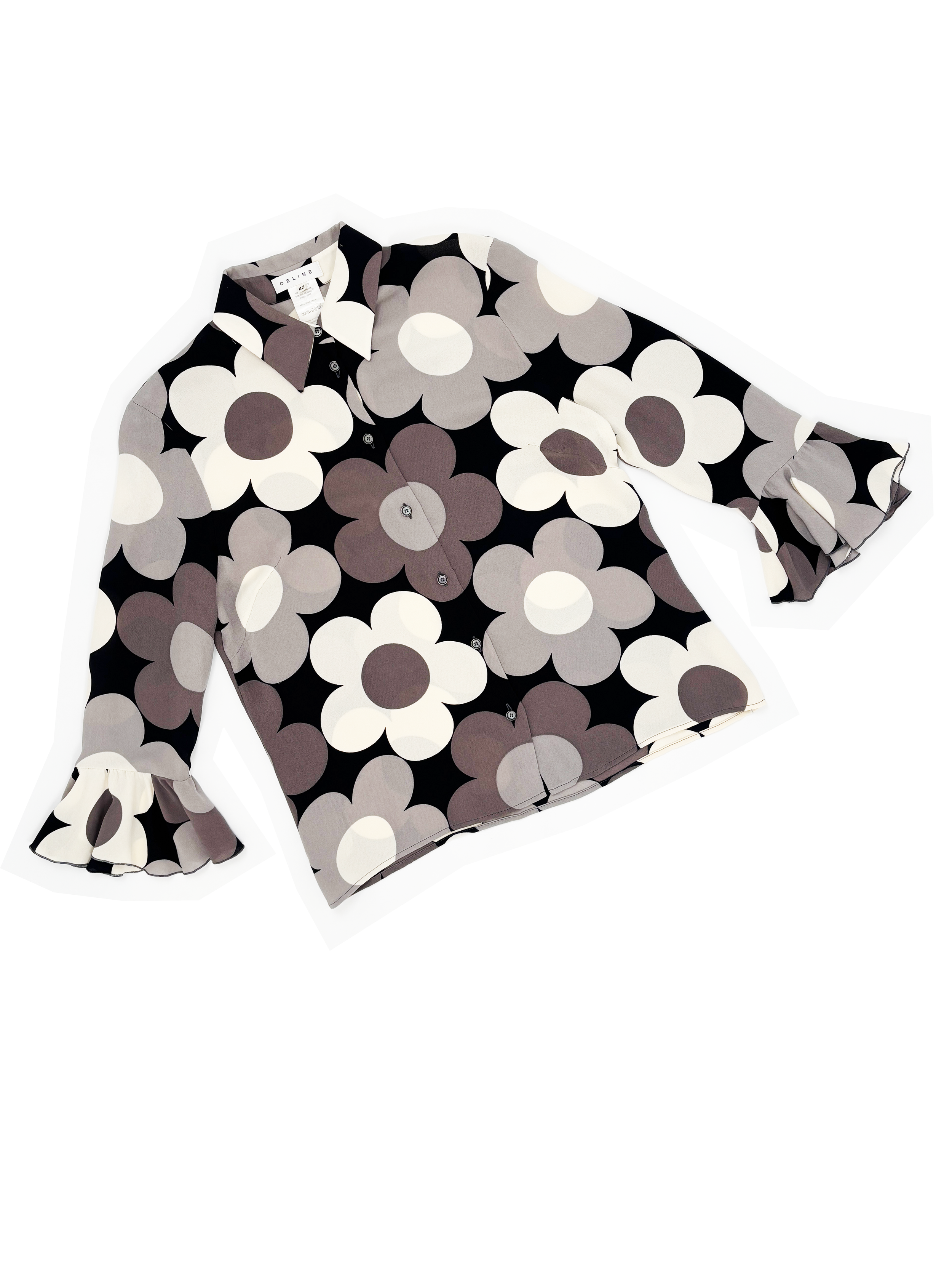 Celine S/S 2002 flower print silk top
