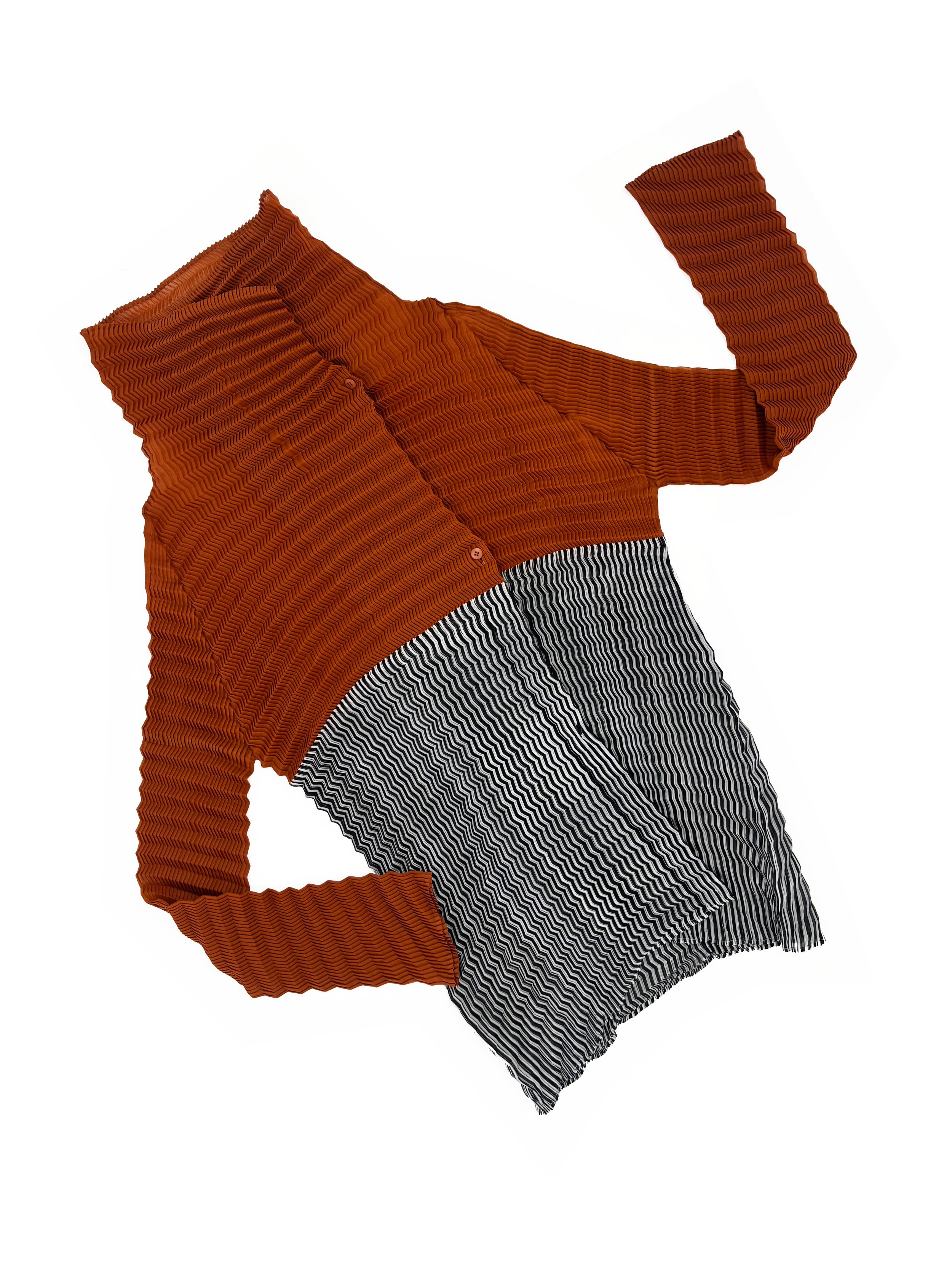 Issey Miyake mixed print pleated top
