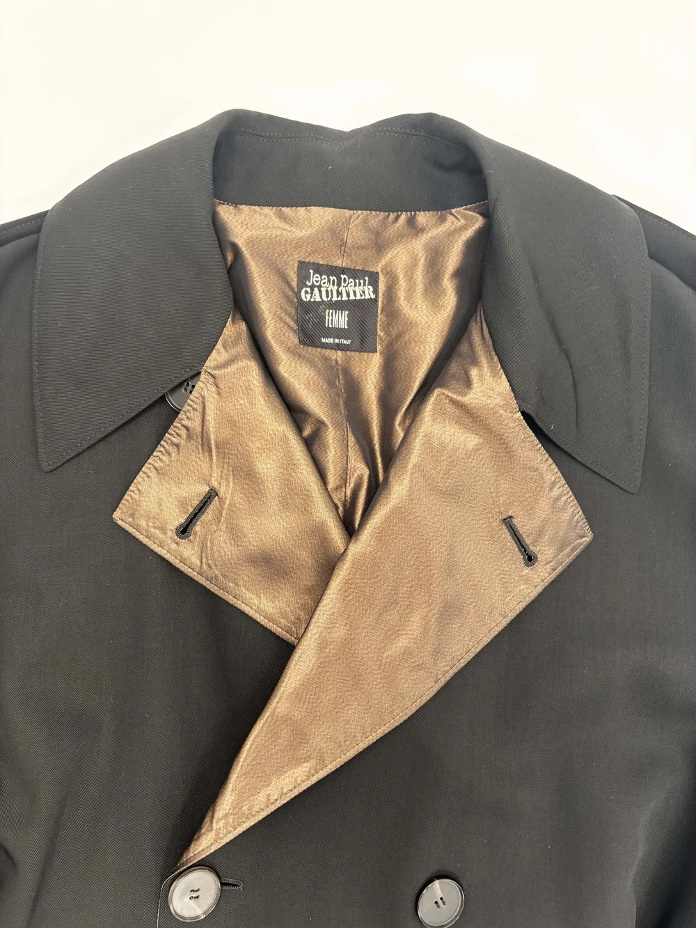 Jean Paul Gaultier silk lined trench coat — JAMES VELORIA