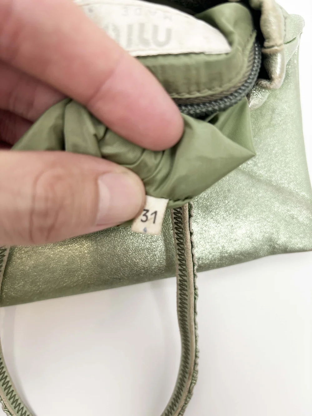 Miu Miu green metallic leather bag — JAMES VELORIA