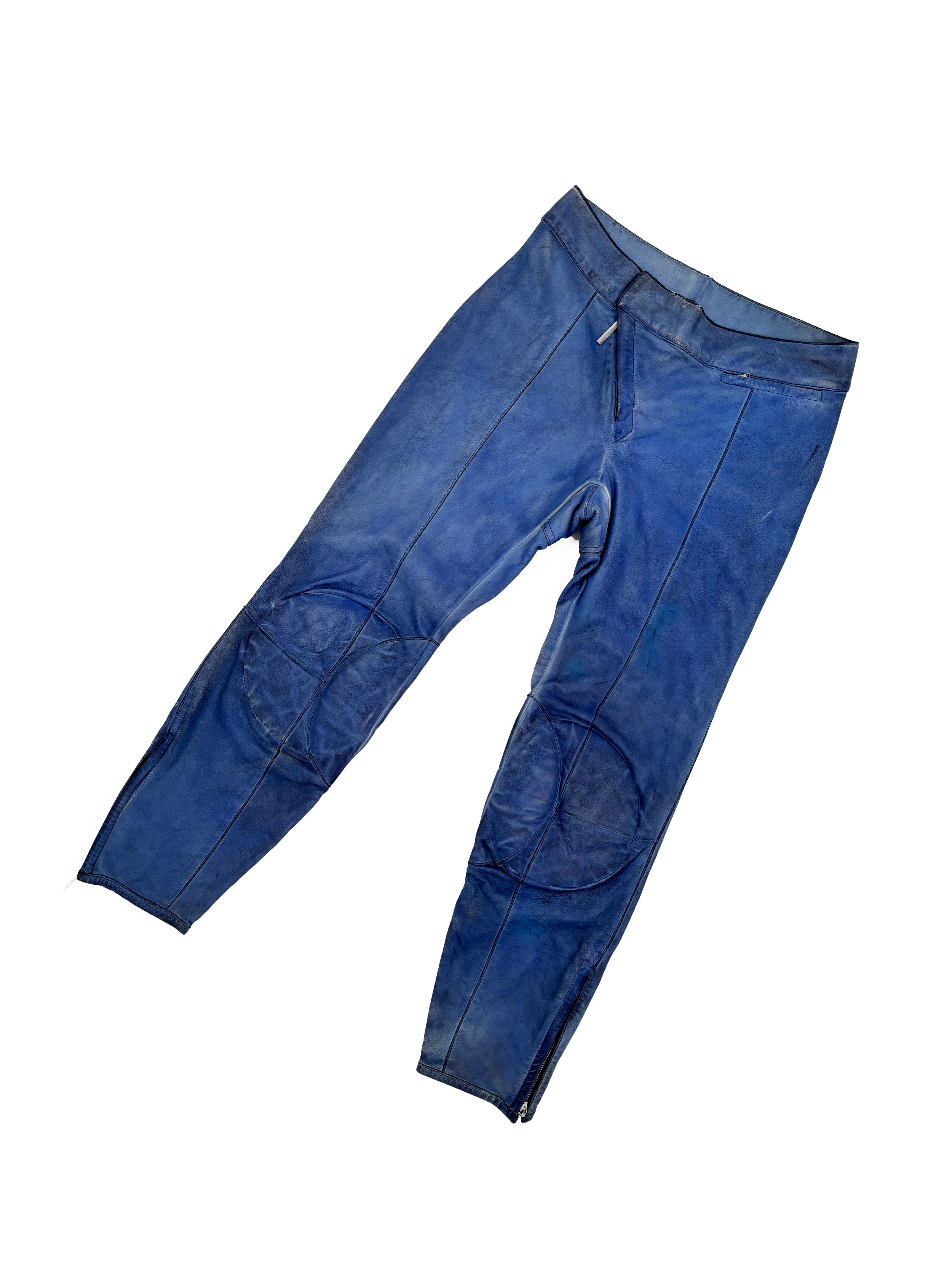 Costume National 90s blue leather moto pants