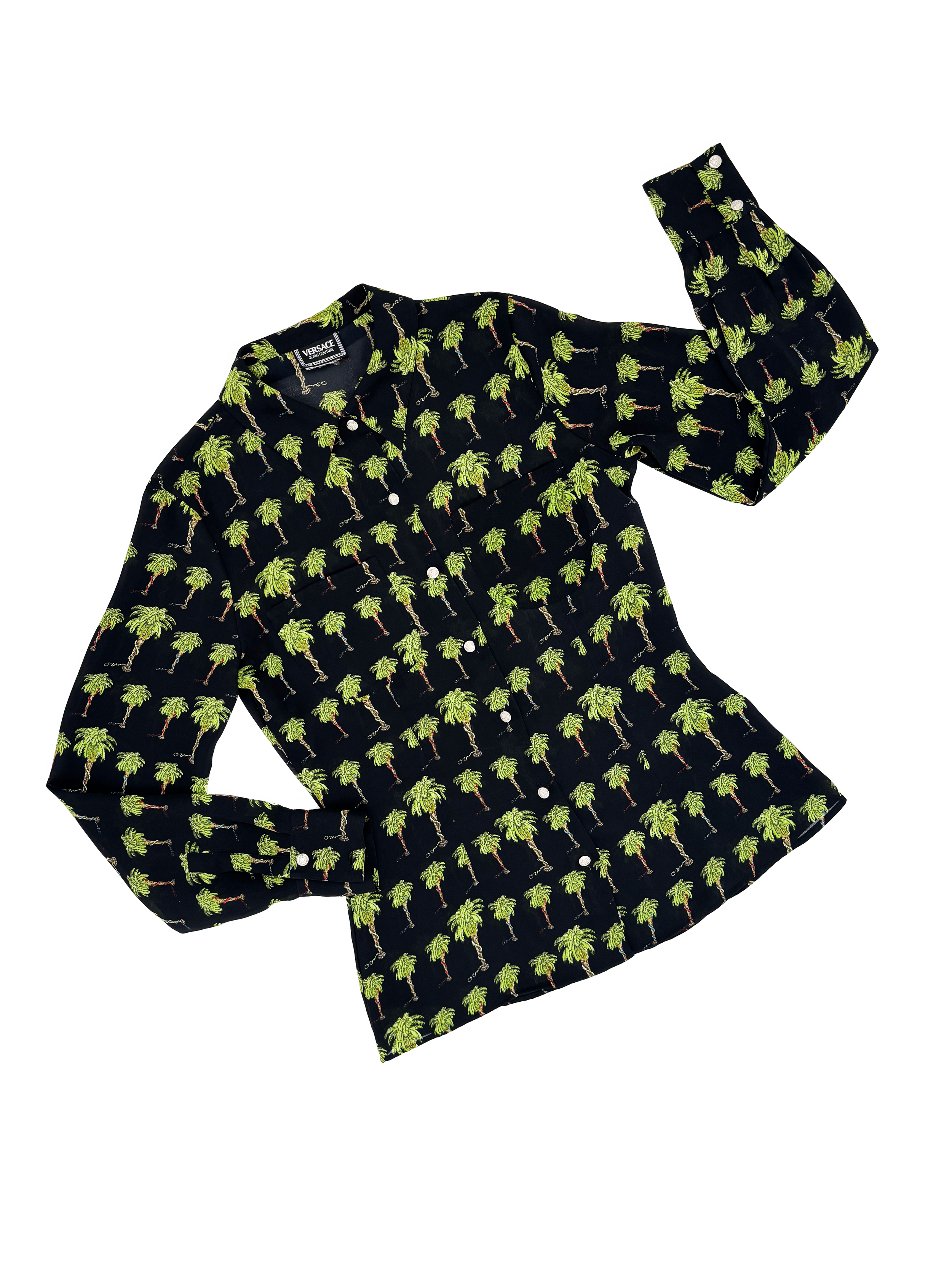 Versace Jeans Couture 90s palm tree print sheer top