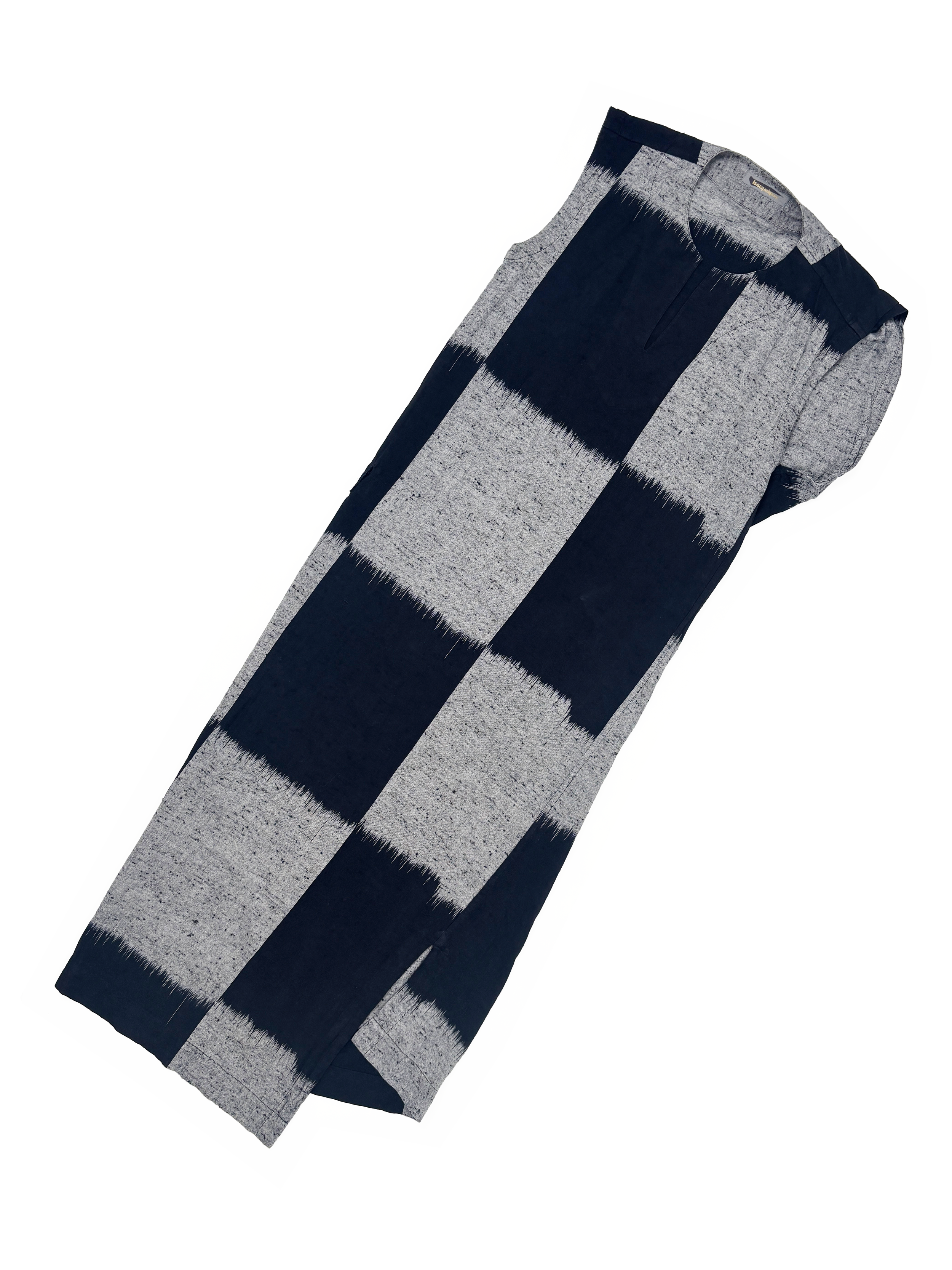 Issey Miyake 80s checker print asymmetrical dress