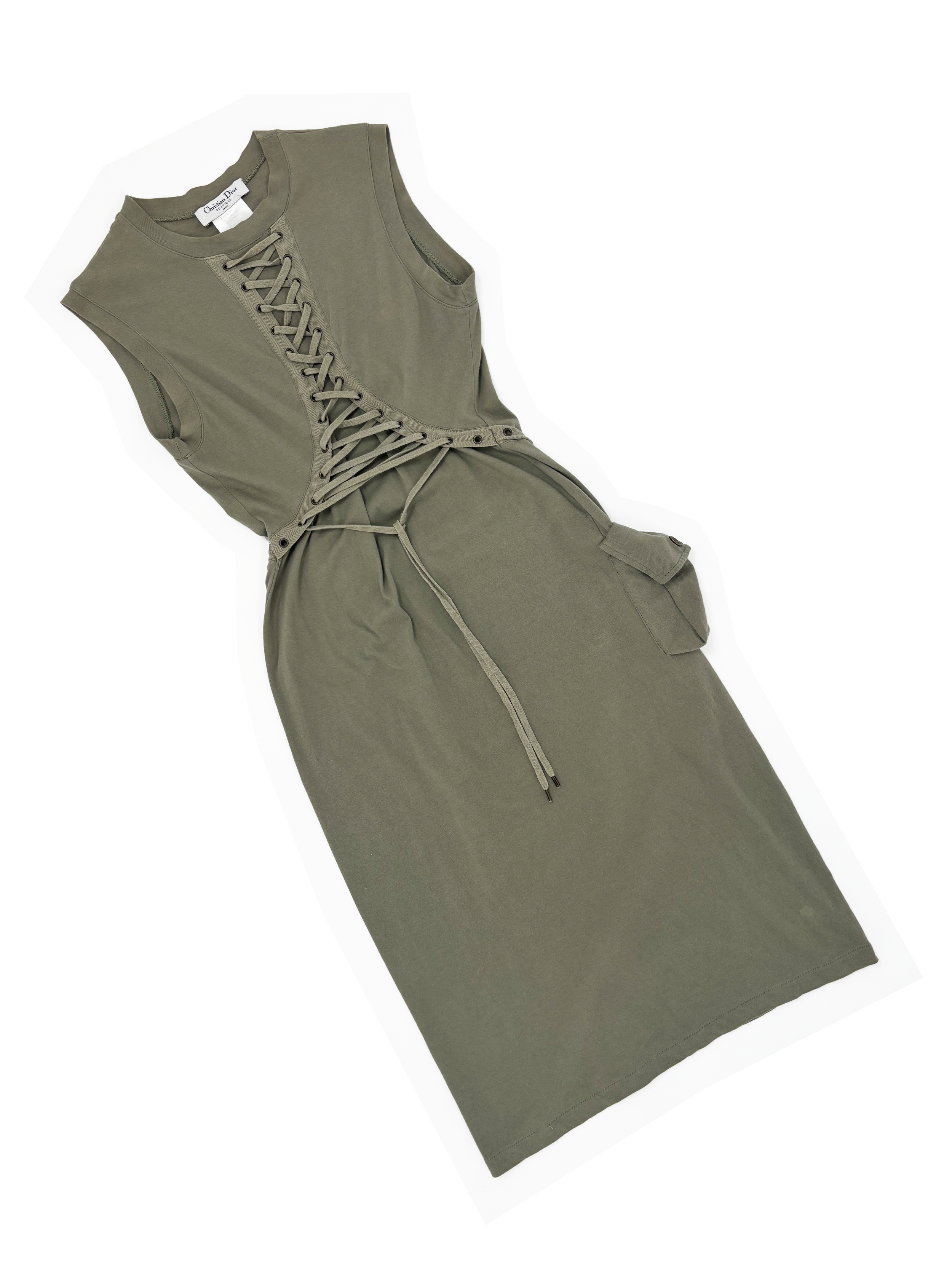 Christian Dior Boutique S/S 2003 green lace up dress