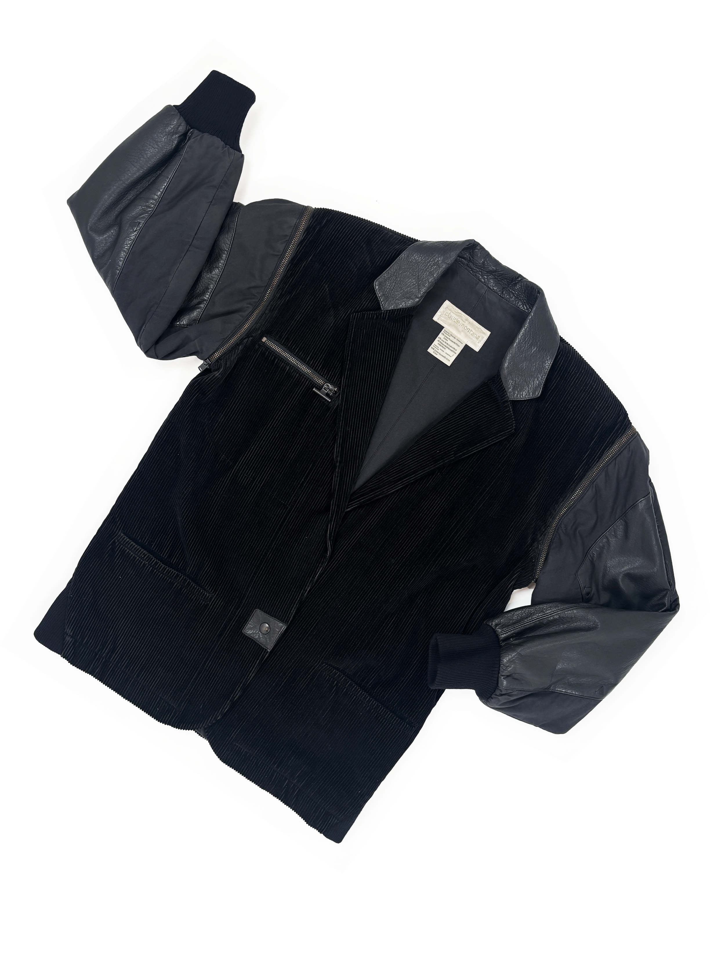 Claude Montana 80s convertible leather sleeve jacket